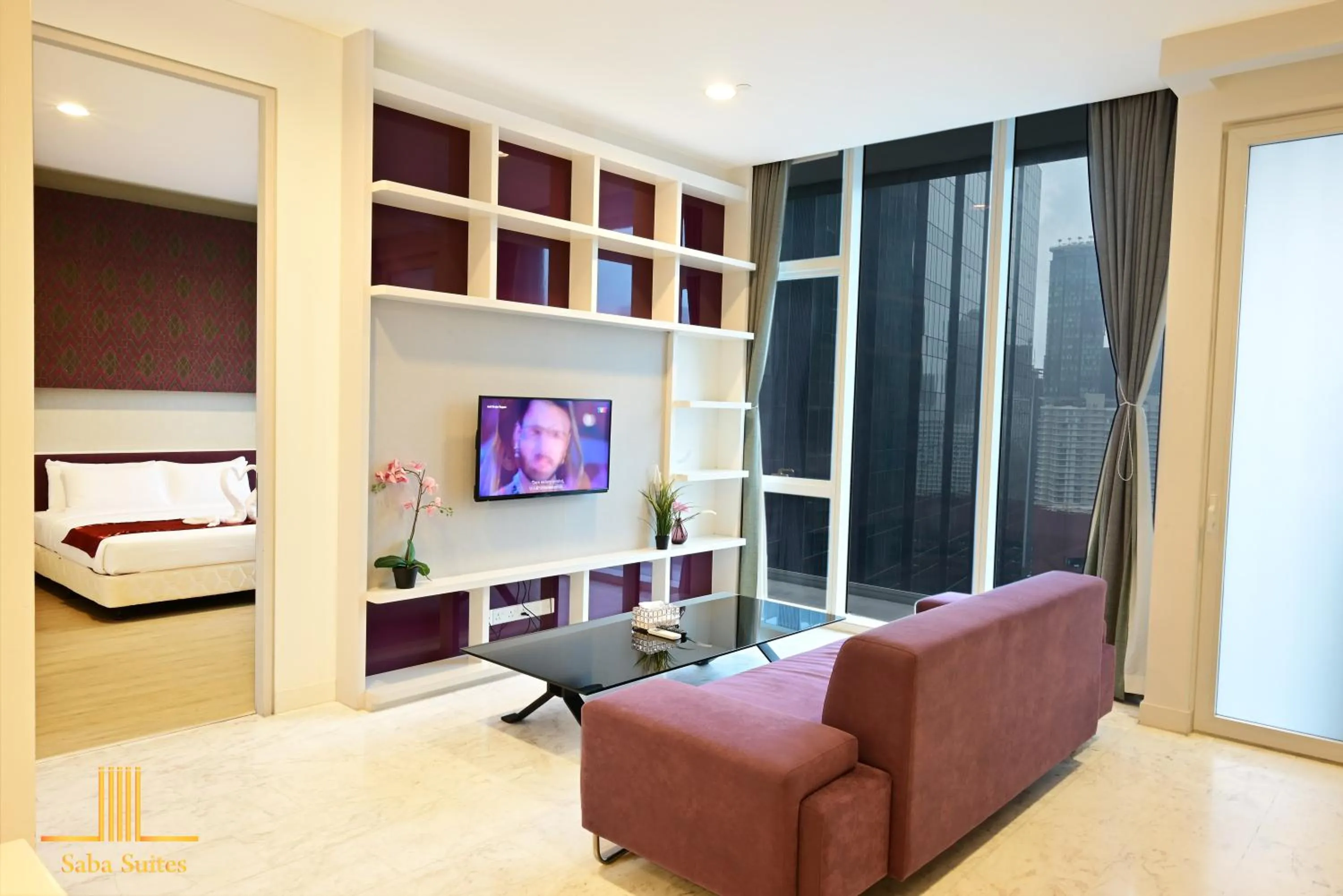 Living room, Bed in Saba Suites at Platinum KLCC Bukit Bintang Kuala Lumpur
