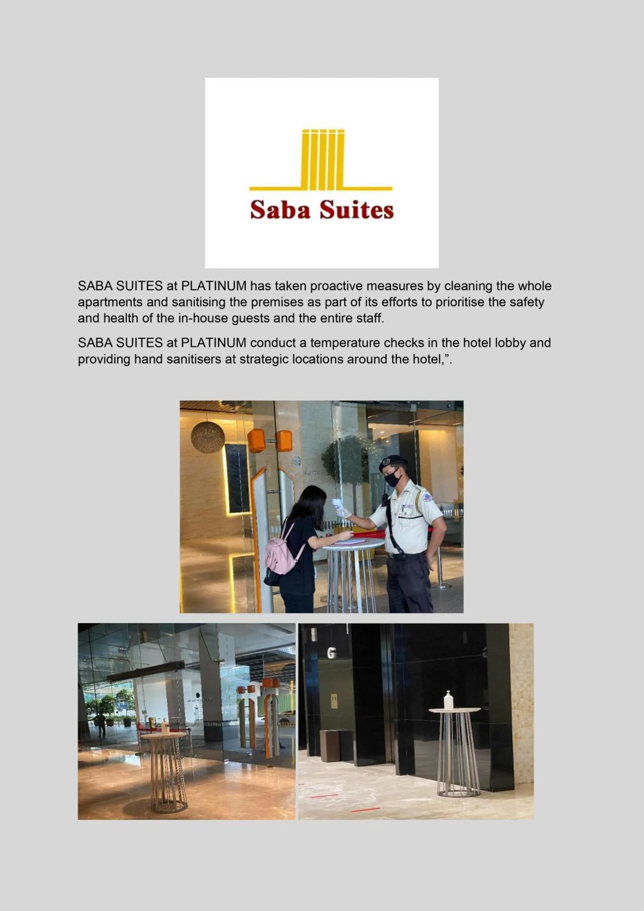 Area and facilities in Saba Suites at Platinum KLCC Bukit Bintang Kuala Lumpur