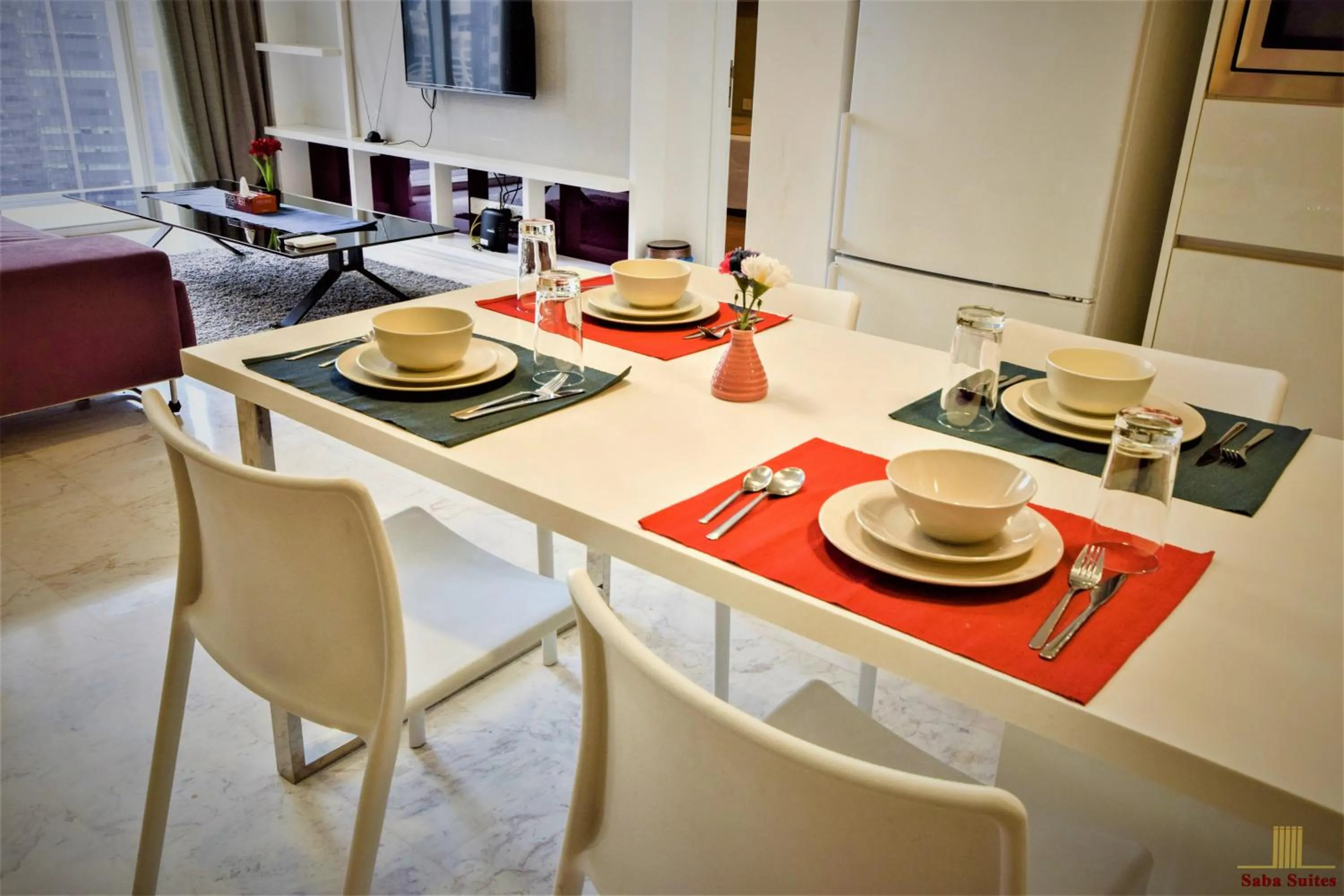 Kitchen or kitchenette, Dining Area in Saba Suites at Platinum KLCC Bukit Bintang Kuala Lumpur