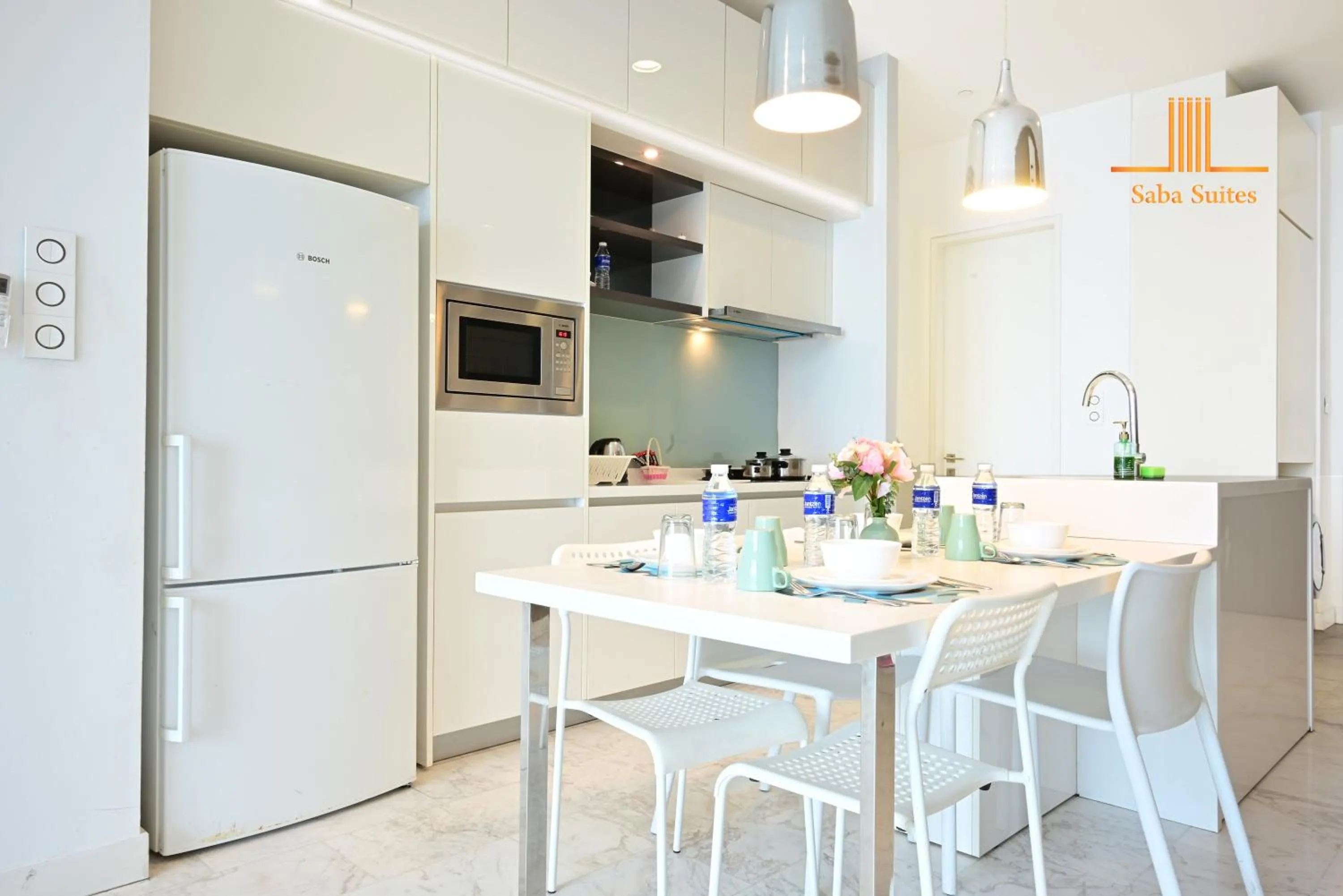 Bed, Dining Area in Saba Suites at Platinum KLCC Bukit Bintang Kuala Lumpur