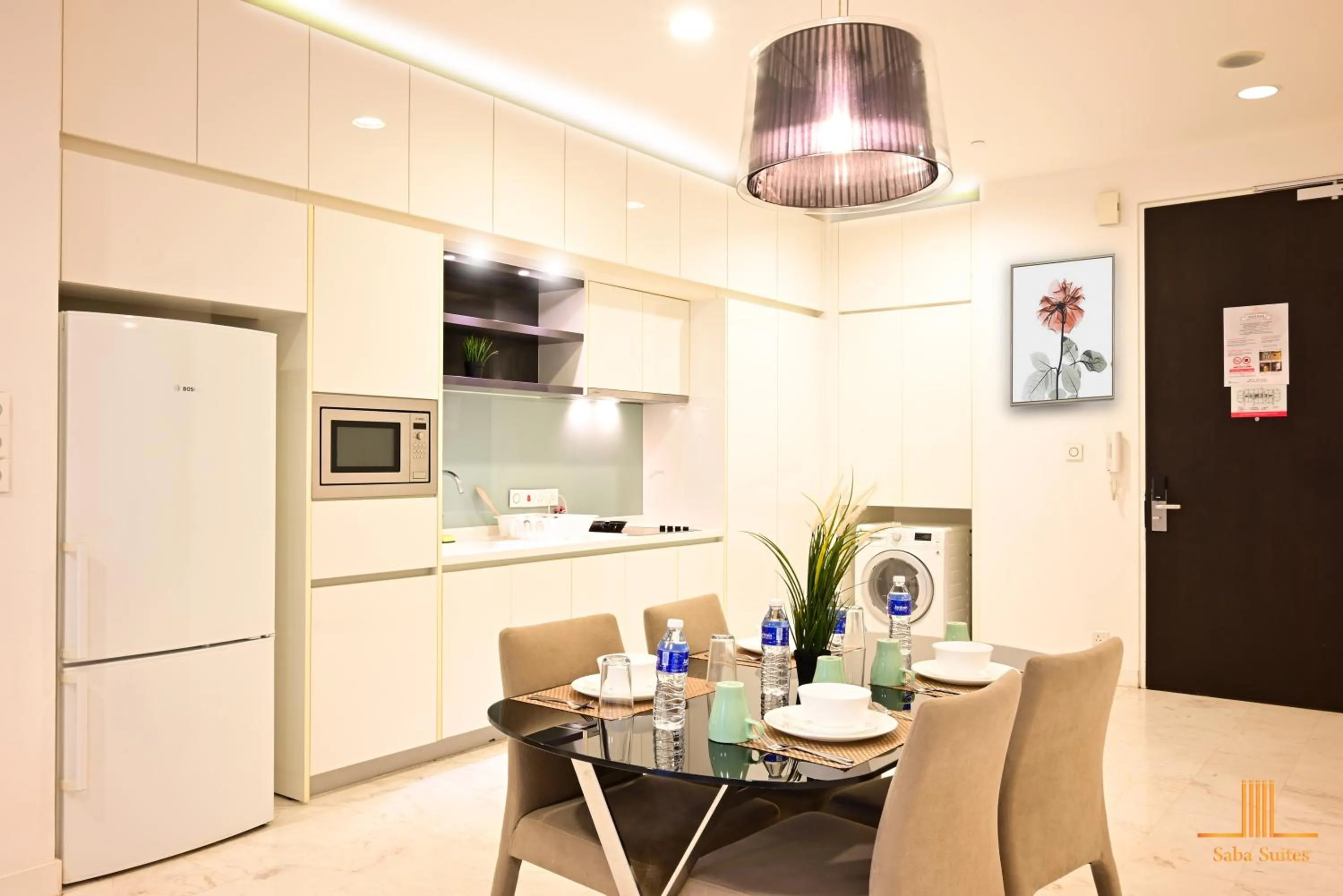 Kitchen or kitchenette, Dining Area in Saba Suites at Platinum KLCC Bukit Bintang Kuala Lumpur