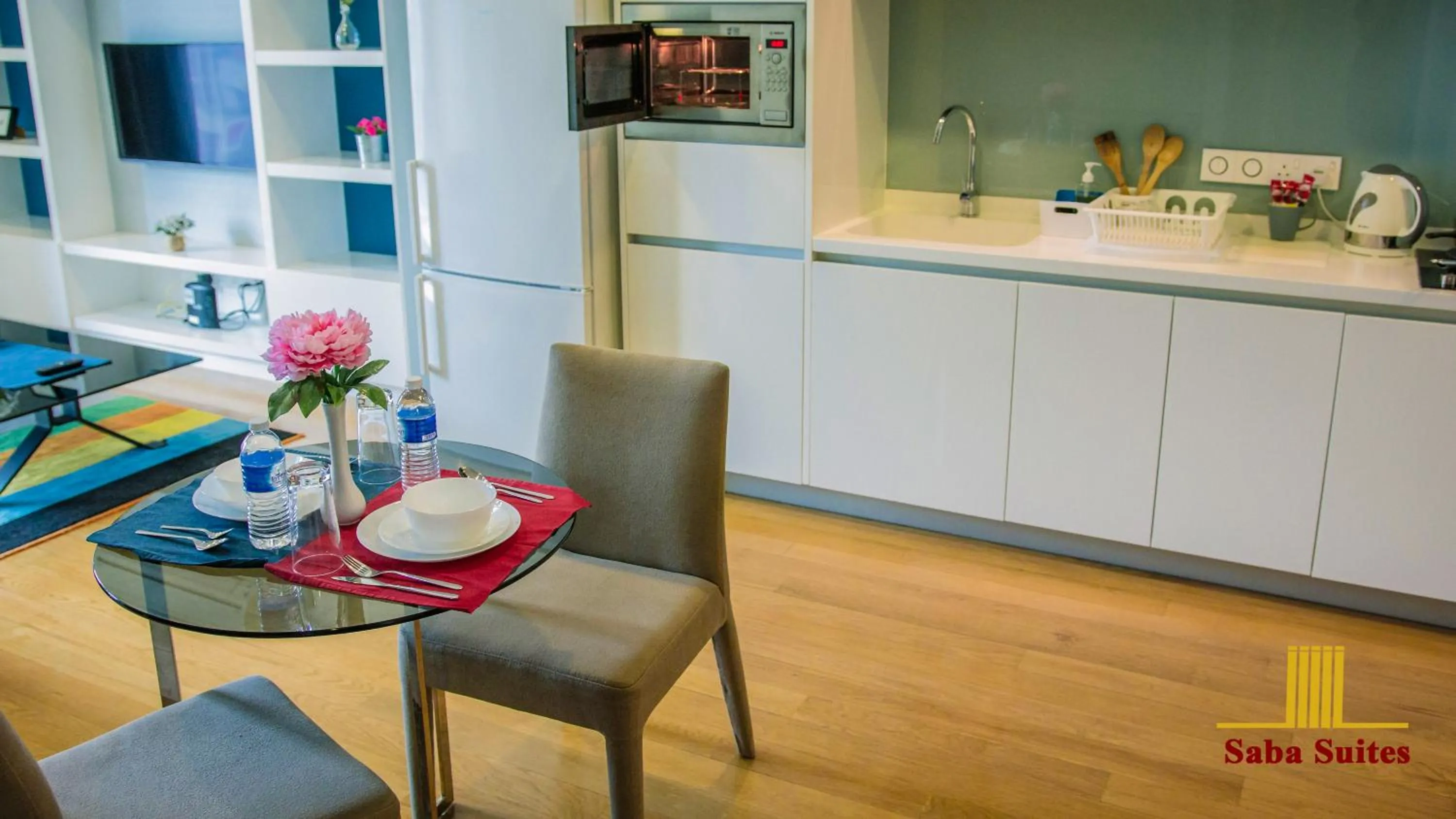 Kitchen or kitchenette, Dining Area in Saba Suites at Platinum KLCC Bukit Bintang Kuala Lumpur