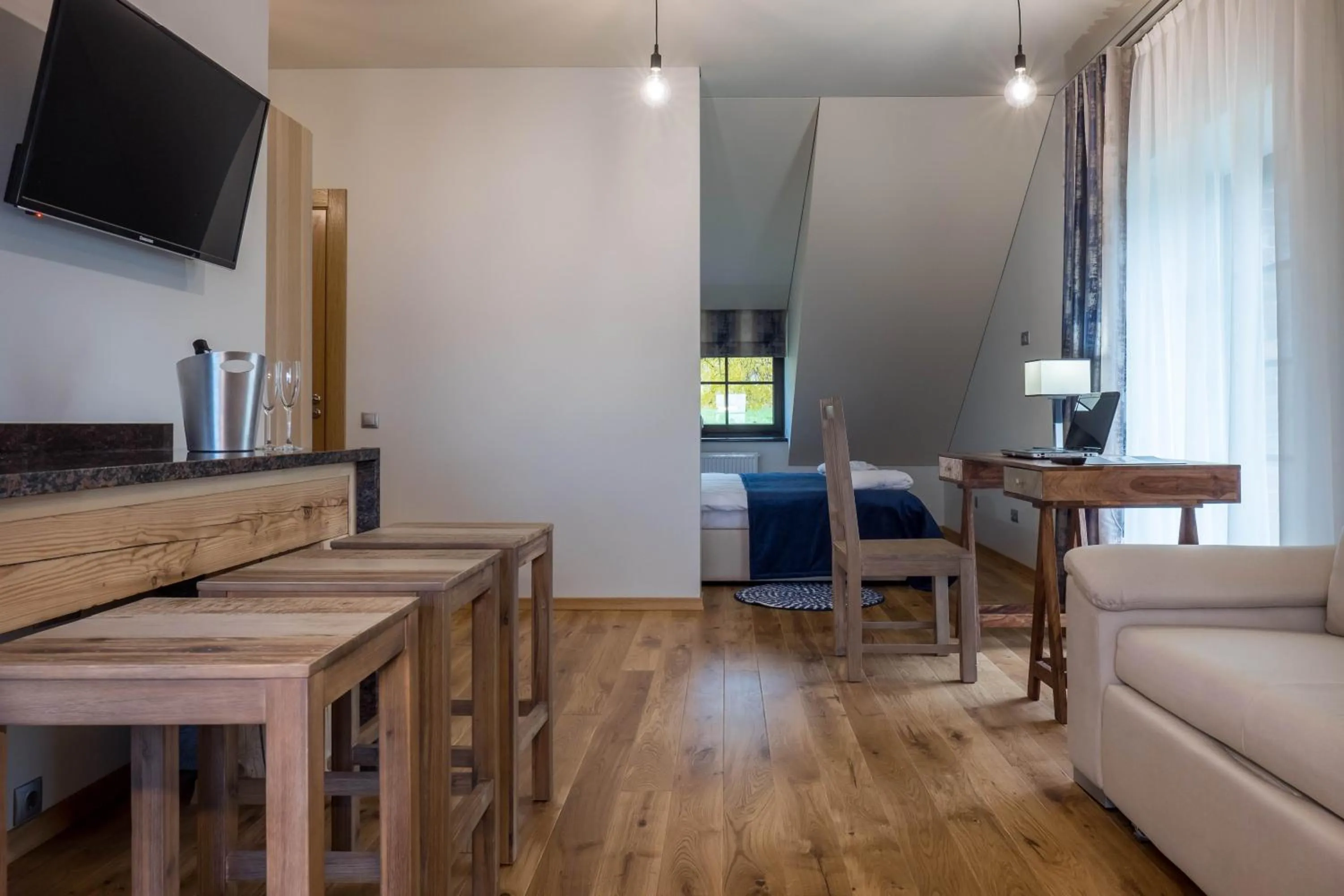 Seating area in Žvejų užeiga