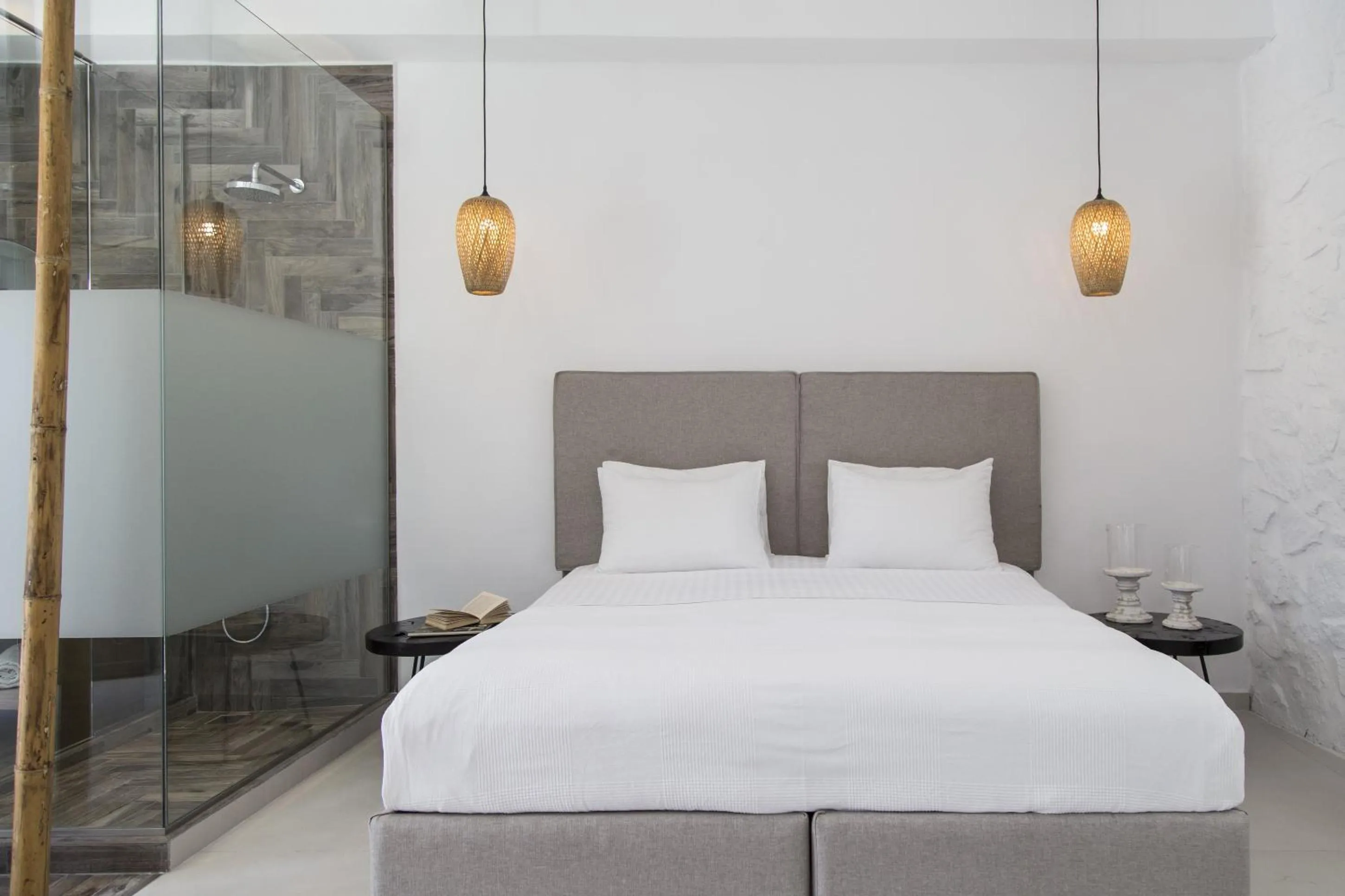 Bed in Ftelia Bay Boutique Hotel