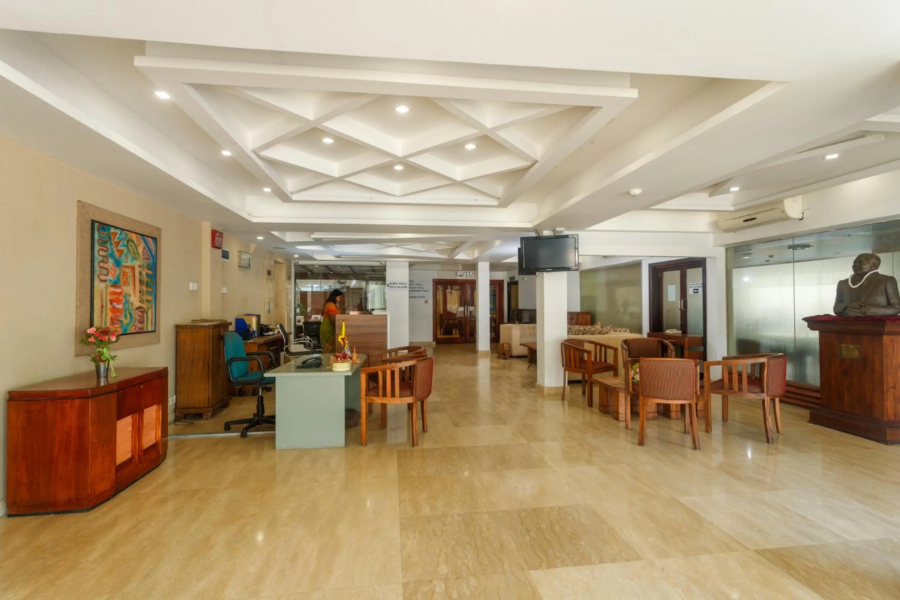 Lobby or reception in Hotel Janaki