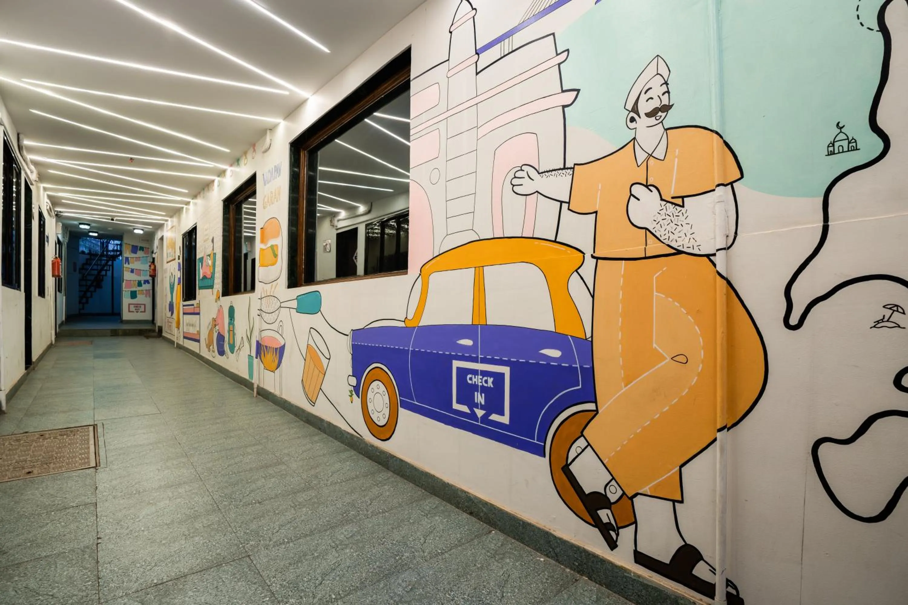 Decorative detail in Zostel Mumbai