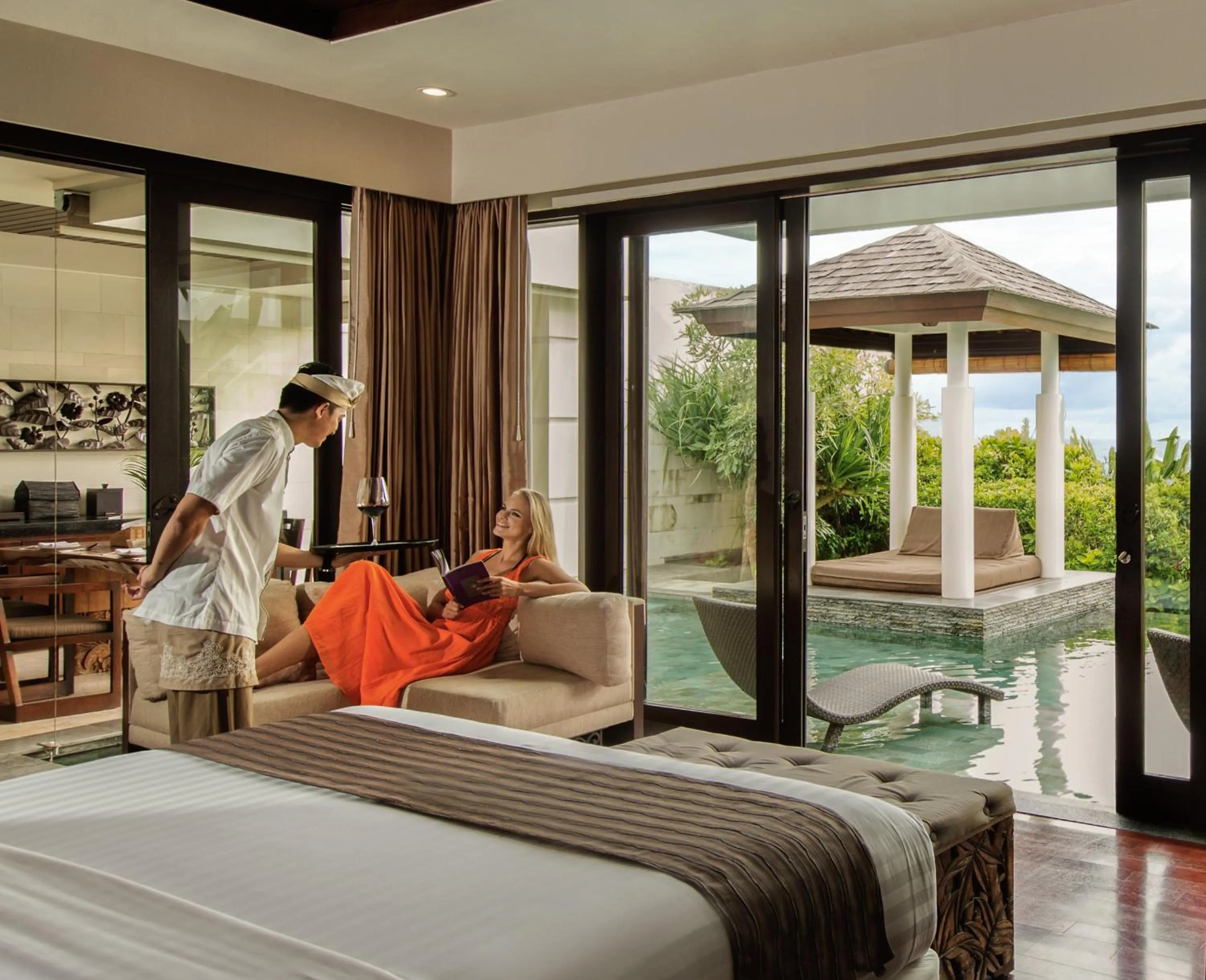 Swimming pool, Bed in The Seminyak Beach Resort & Spa