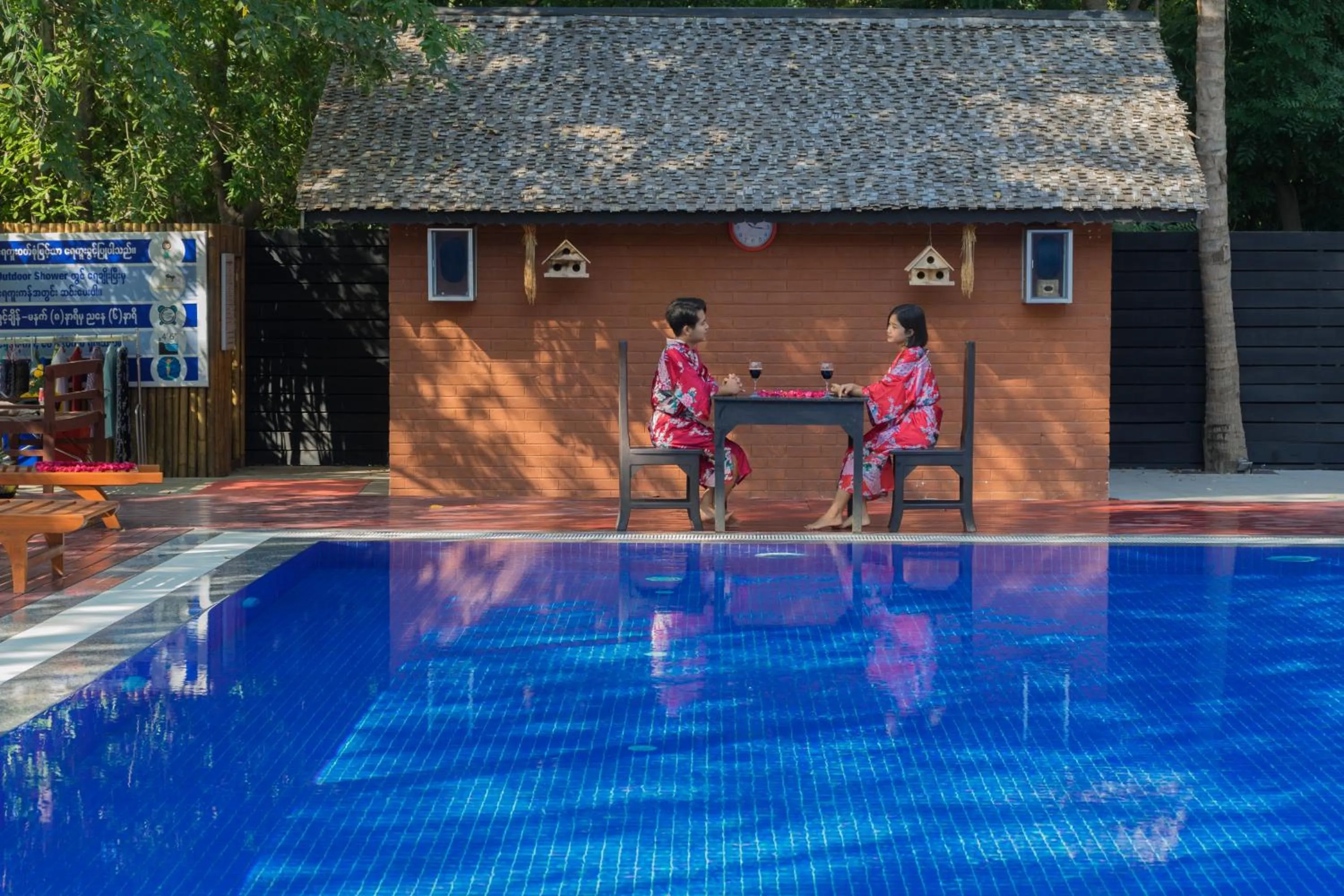 Pool view in Bagan View Hotel