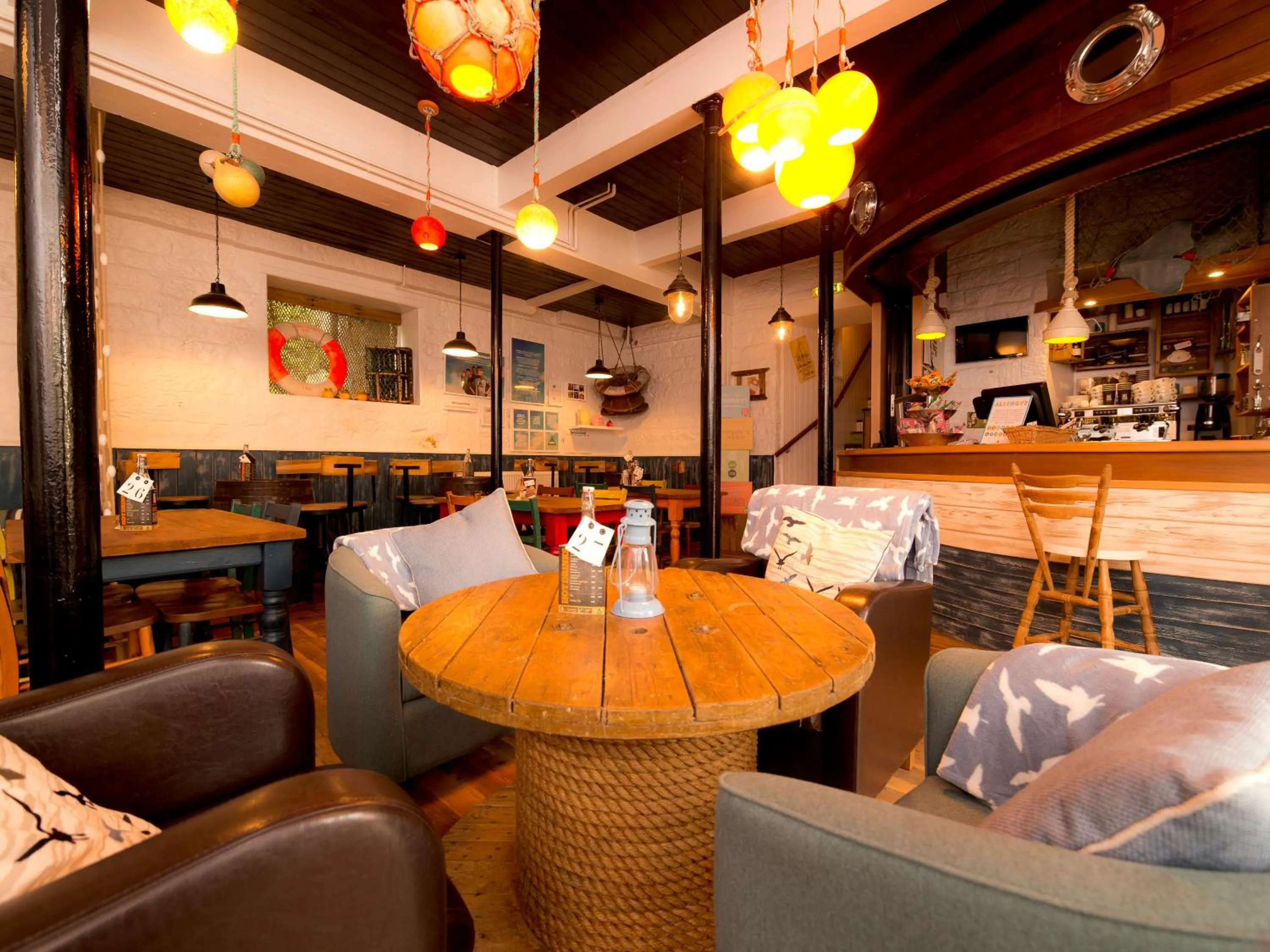 Seating area in YHA Boggle Hole