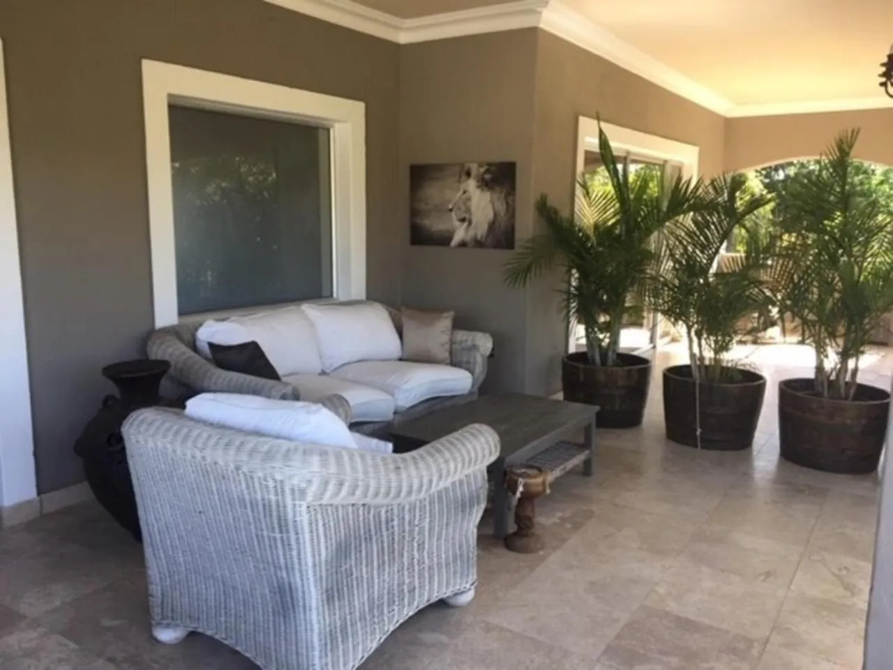 Balcony/Terrace in African Palm Cottage and Guesthouse