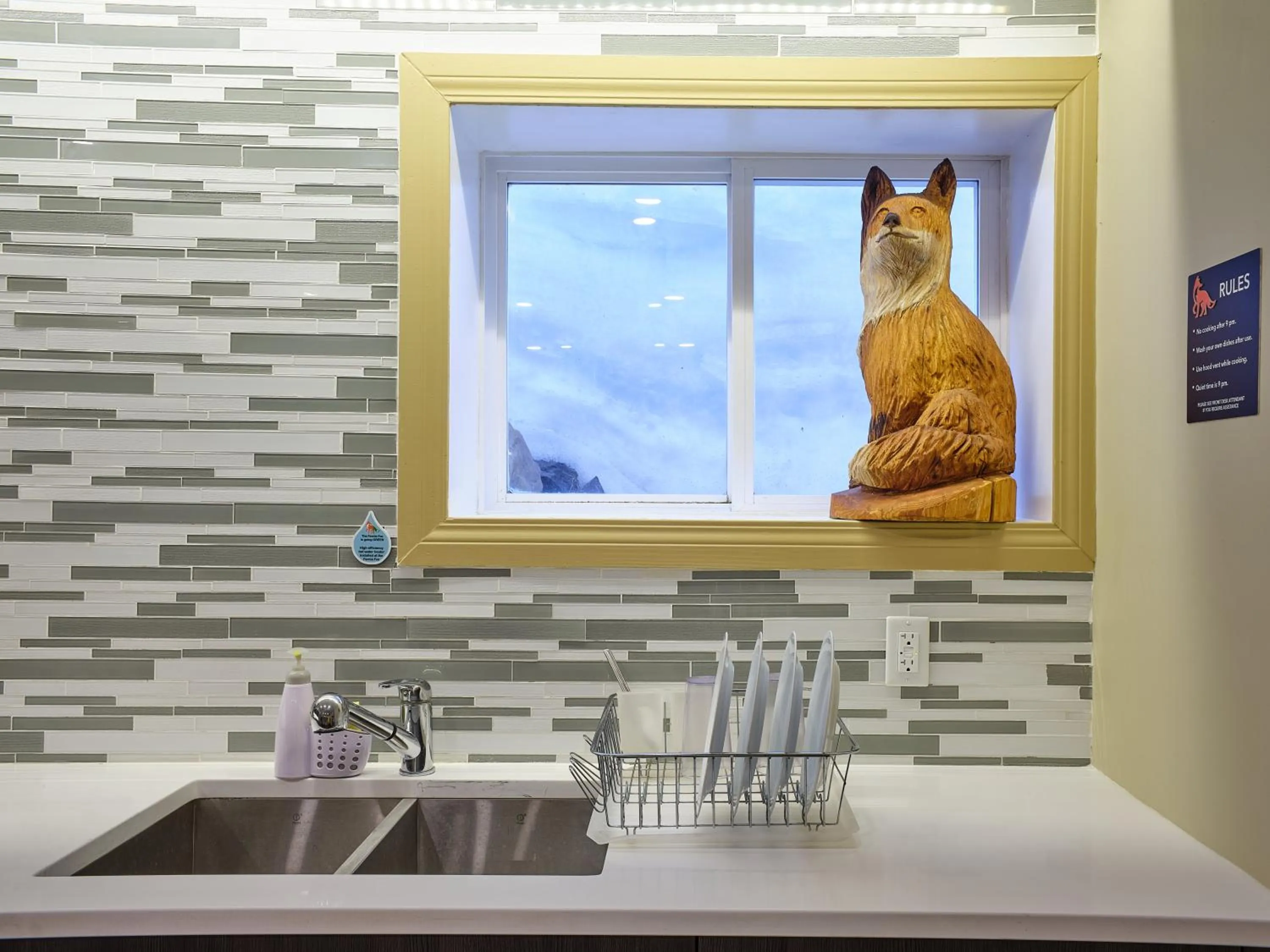 Communal kitchen in Fernie Fox Hotel