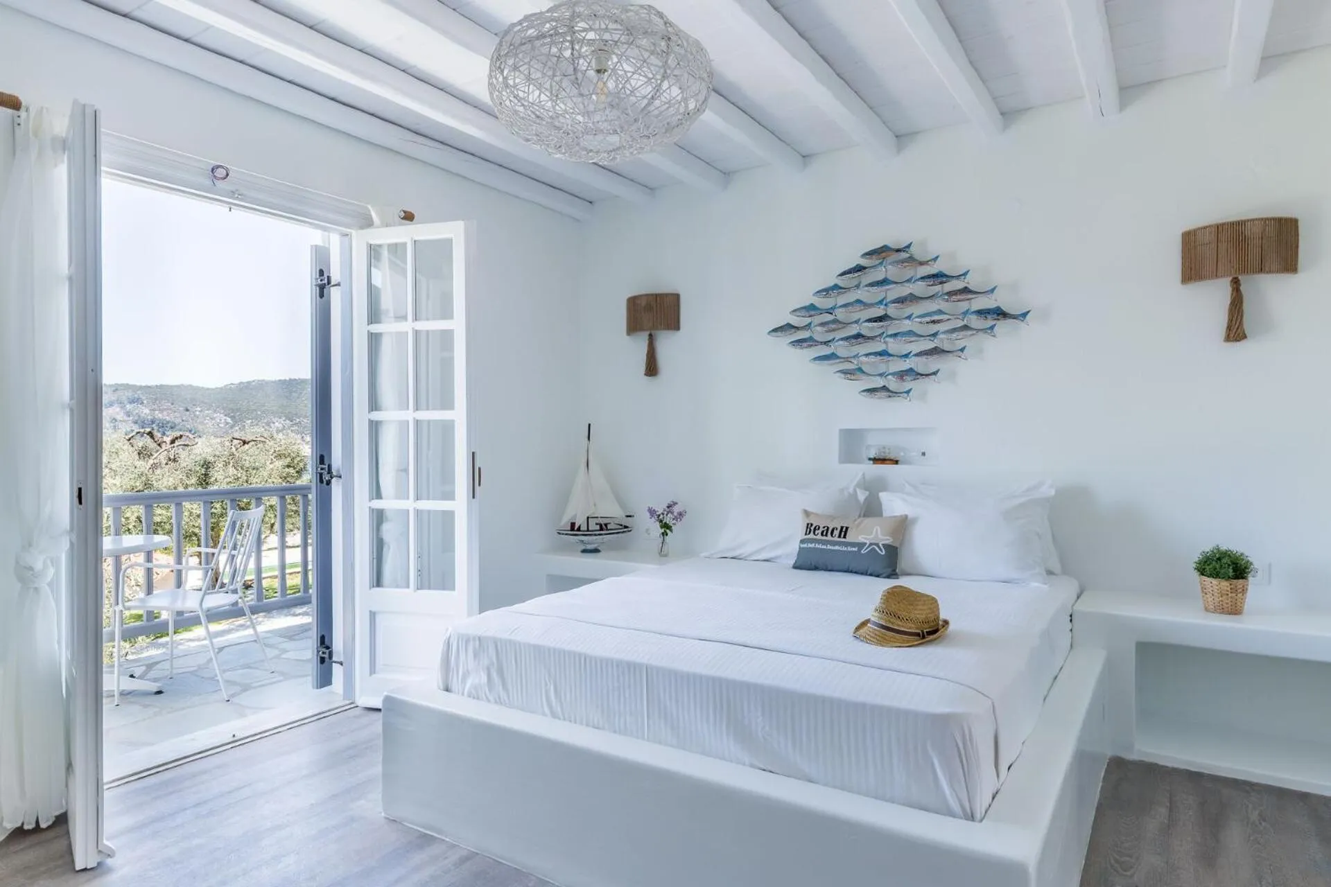 Balcony/Terrace, Bed in Evlalia Studios & Villas