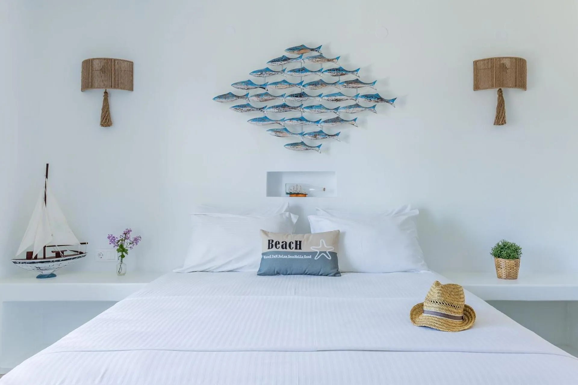 Bed in Evlalia Studios & Villas