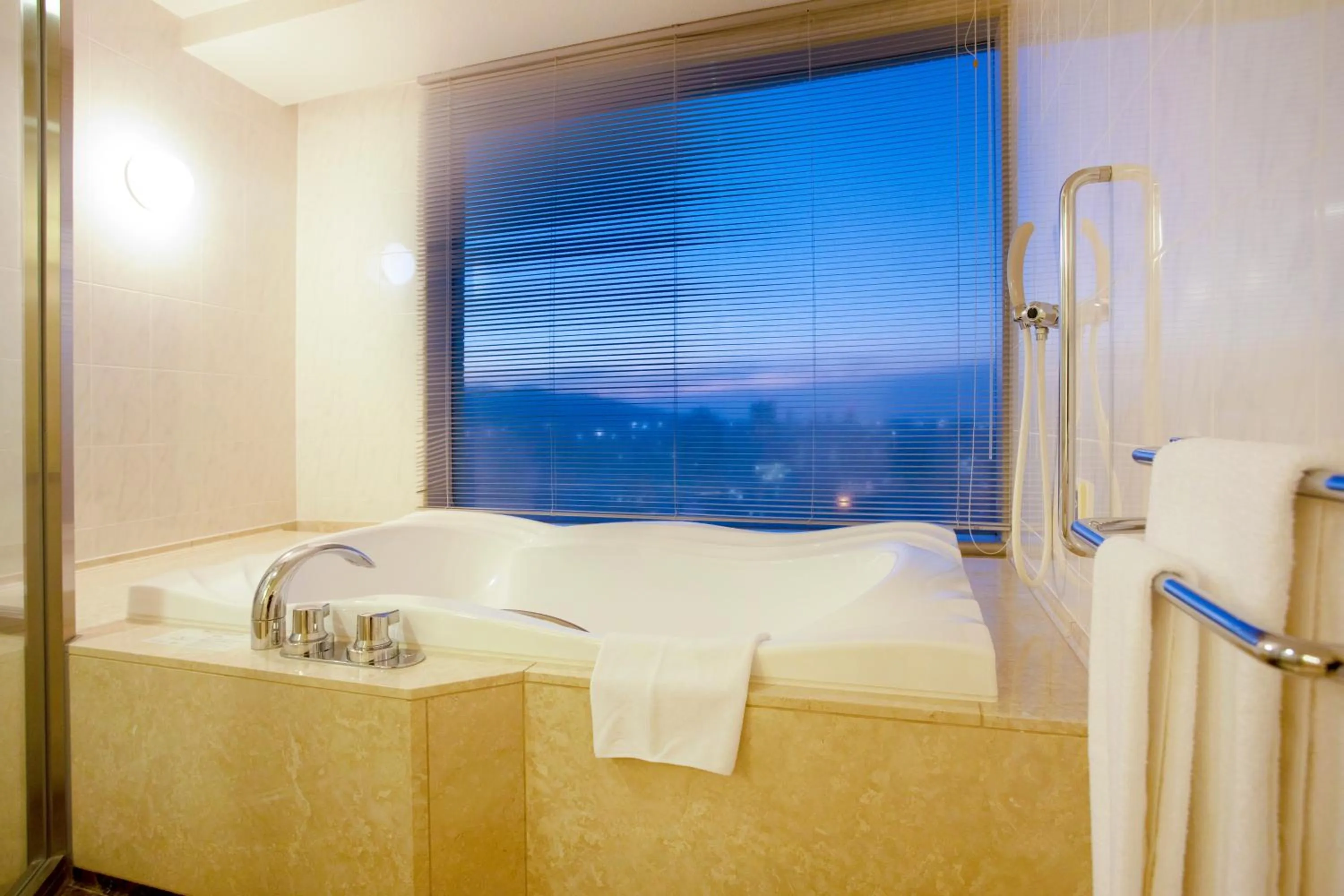 Bathroom, Bed in Sapporo Prince Hotel