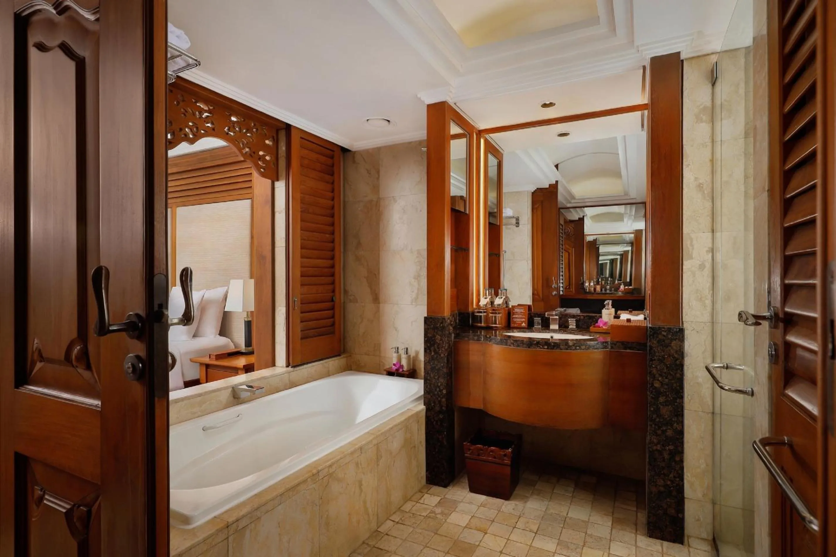 Bathroom, Bed in Nusa Dua Beach Hotel and Spa - Handwritten Collection