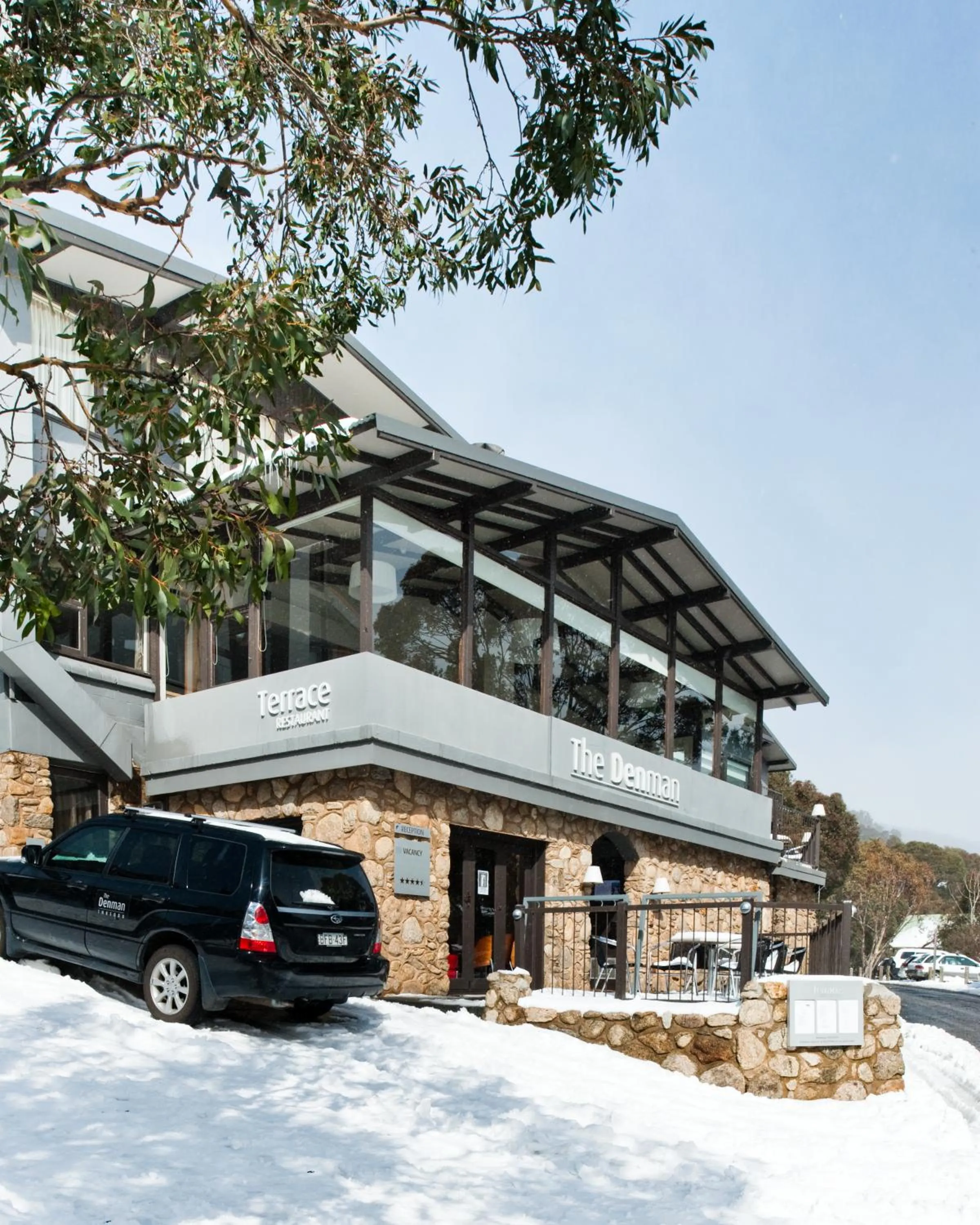 Facade/entrance in The Denman Hotel in Thredbo