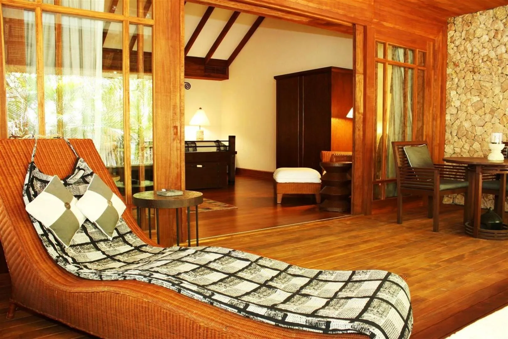 Balcony/Terrace, Bed in The Oberoi Beach Resort, Lombok