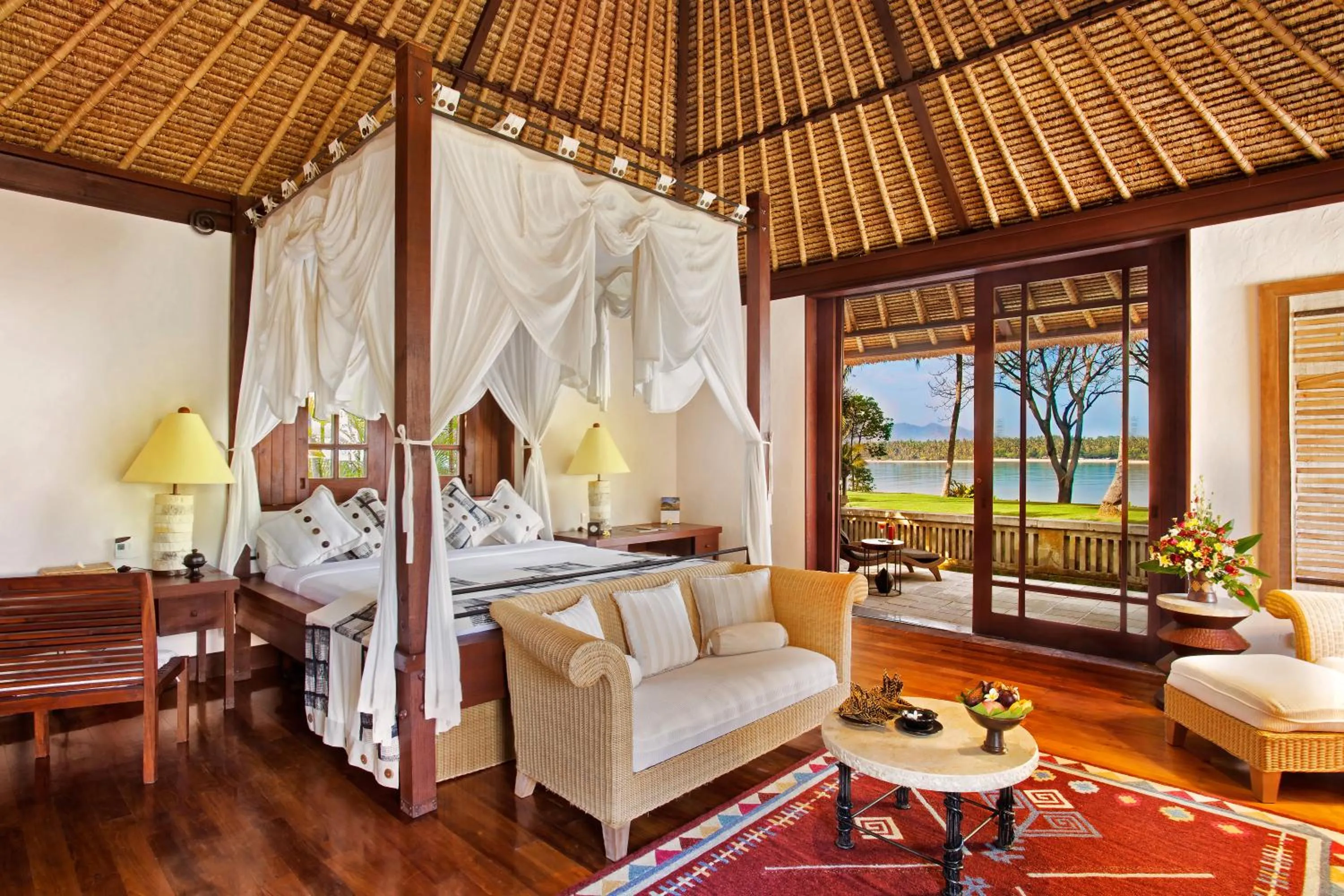 Bedroom, Bed in The Oberoi Beach Resort, Lombok