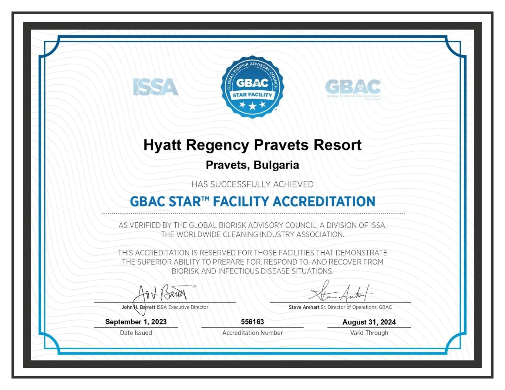 Logo/Certificate/Sign in Hyatt Regency Pravets Resort