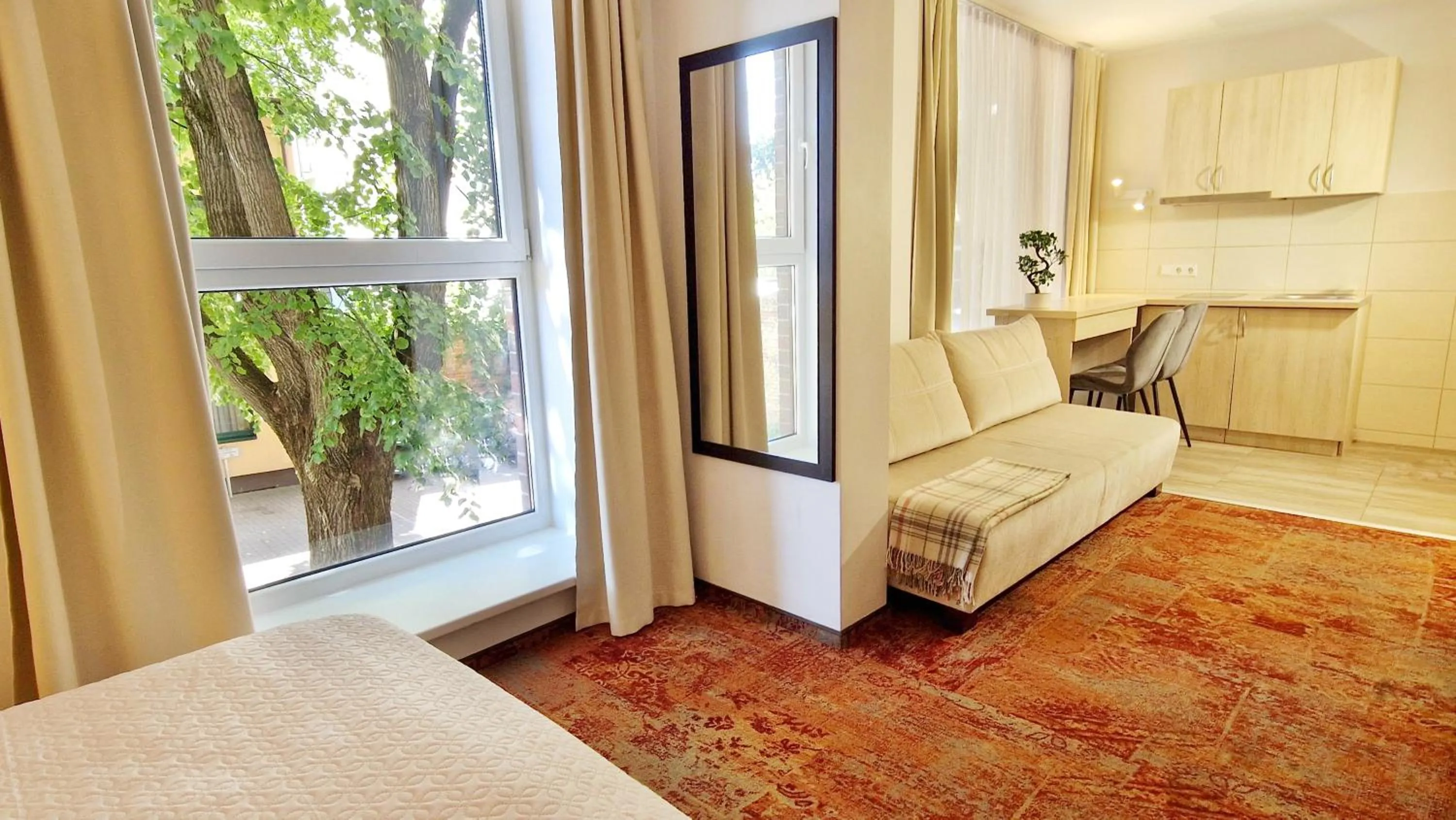 View (from property/room), Bed in HOME Apart-Hotel Vilnius