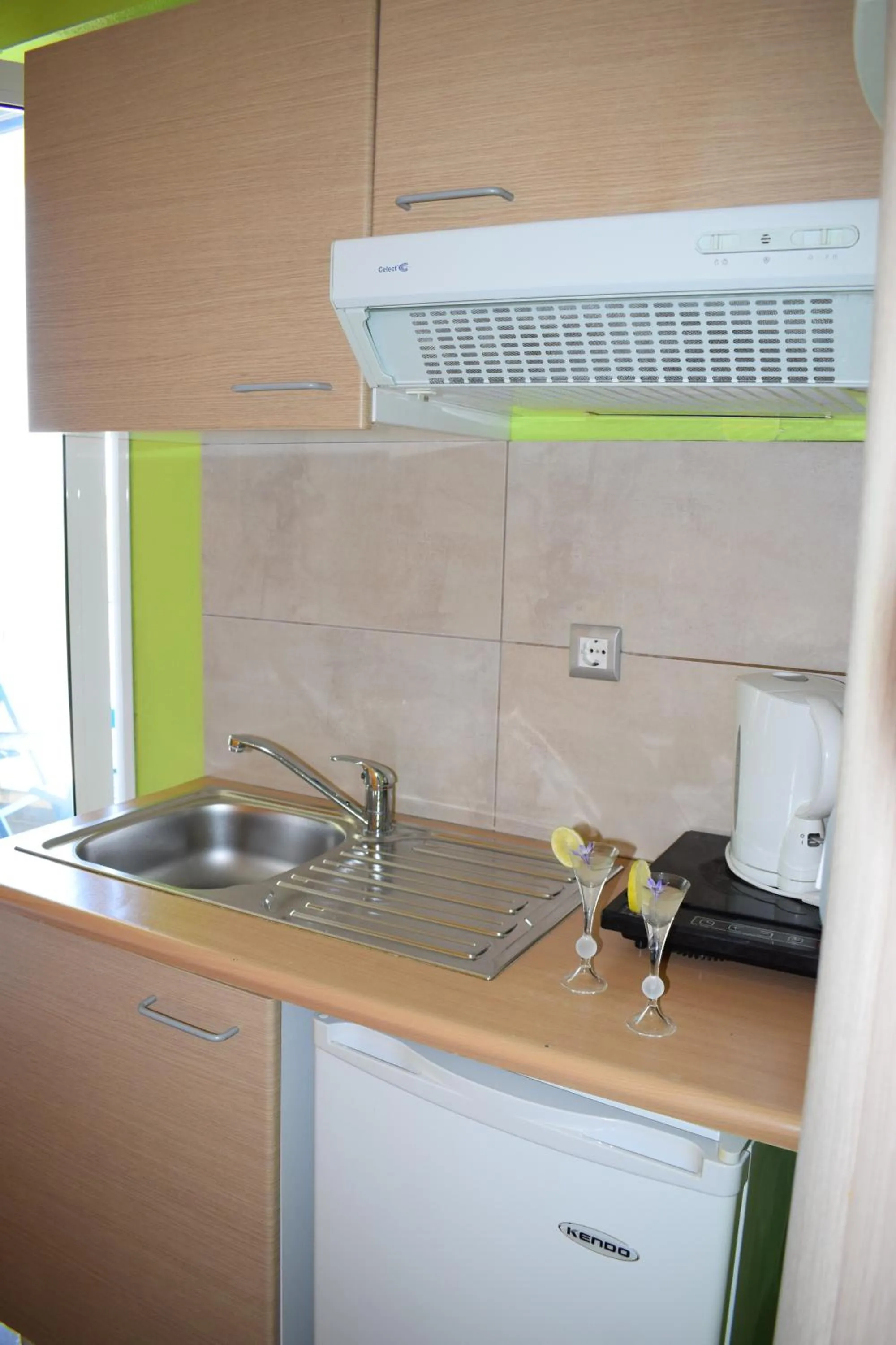 Kitchen or kitchenette in Lilalo Ηotel