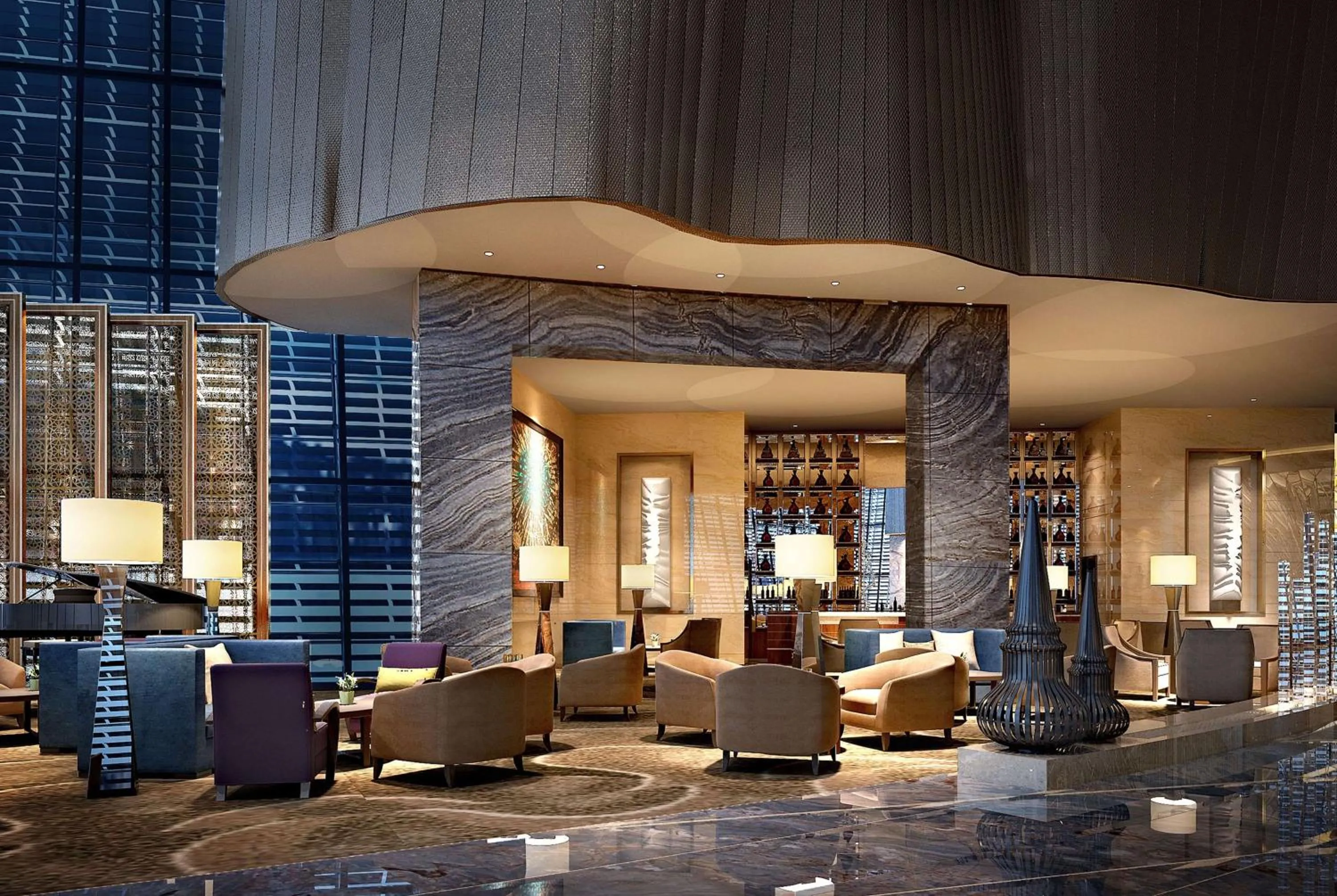Lobby or reception in Wyndham Grand Foshan Gaoming