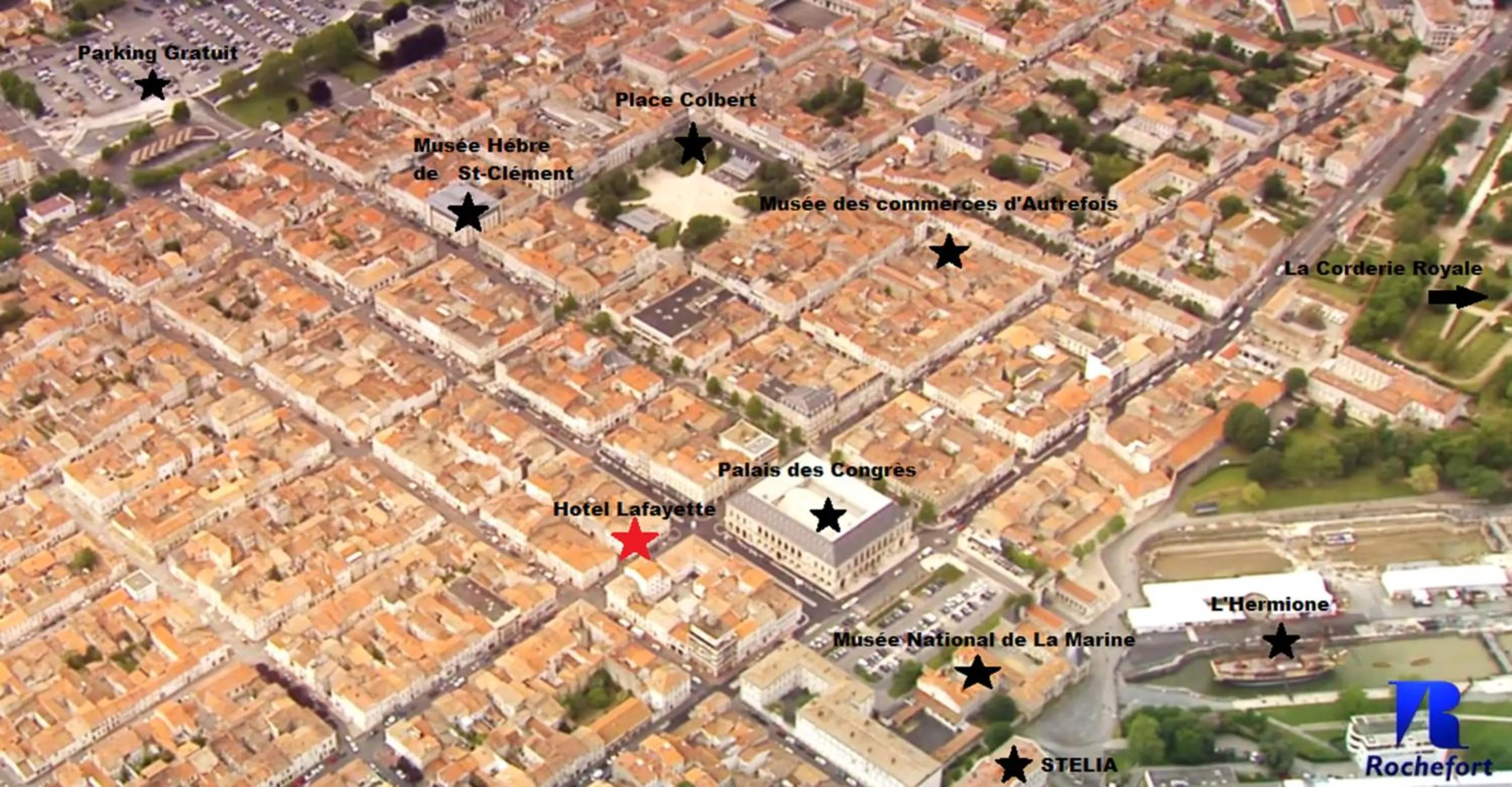 Bird's eye view in Logis Hôtel Lafayette Rochefort France