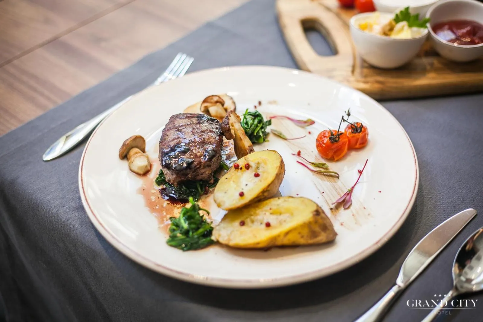Food close-up in Hotel Grand City Wrocław