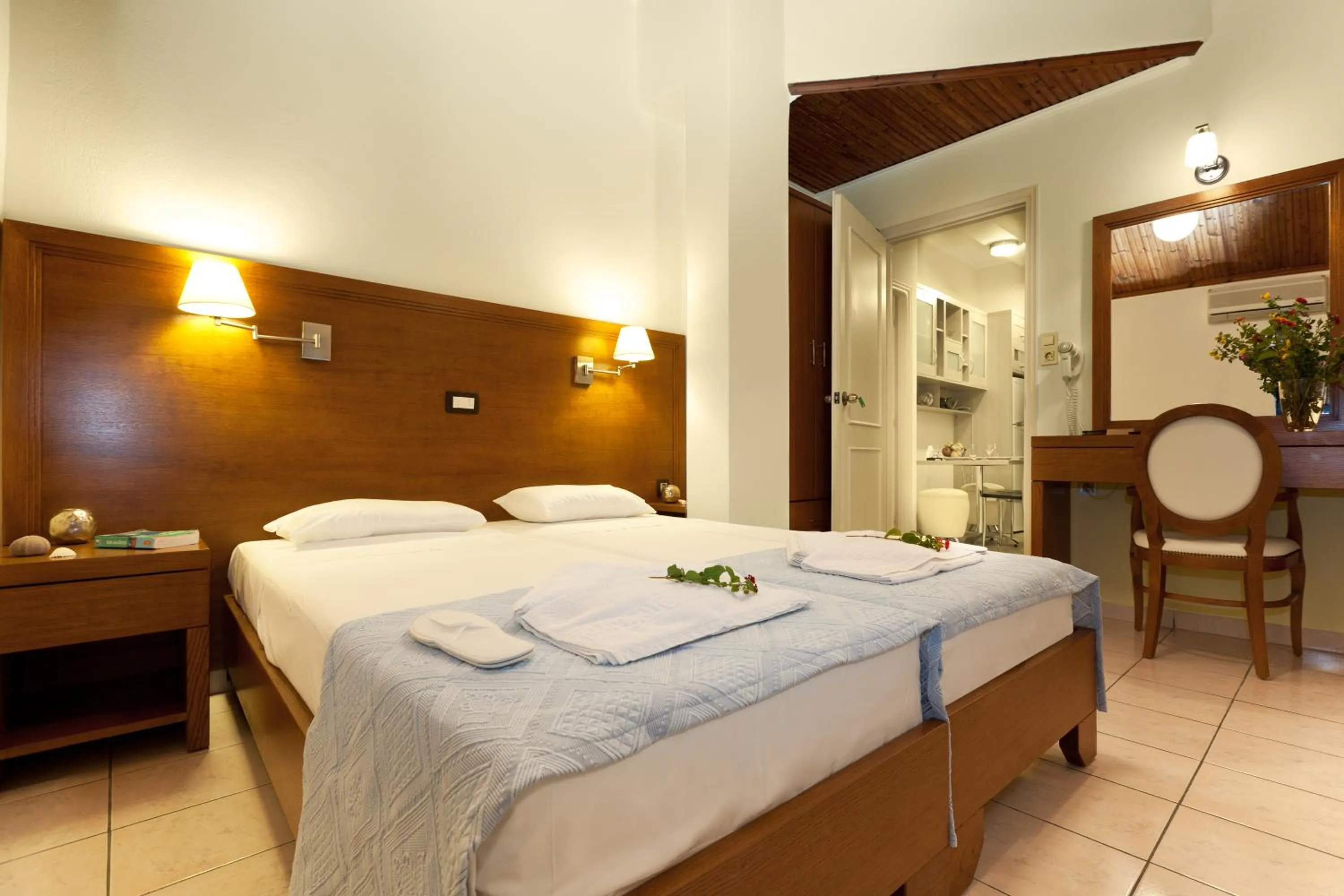 Bed in Giorgi's Blue Apartments