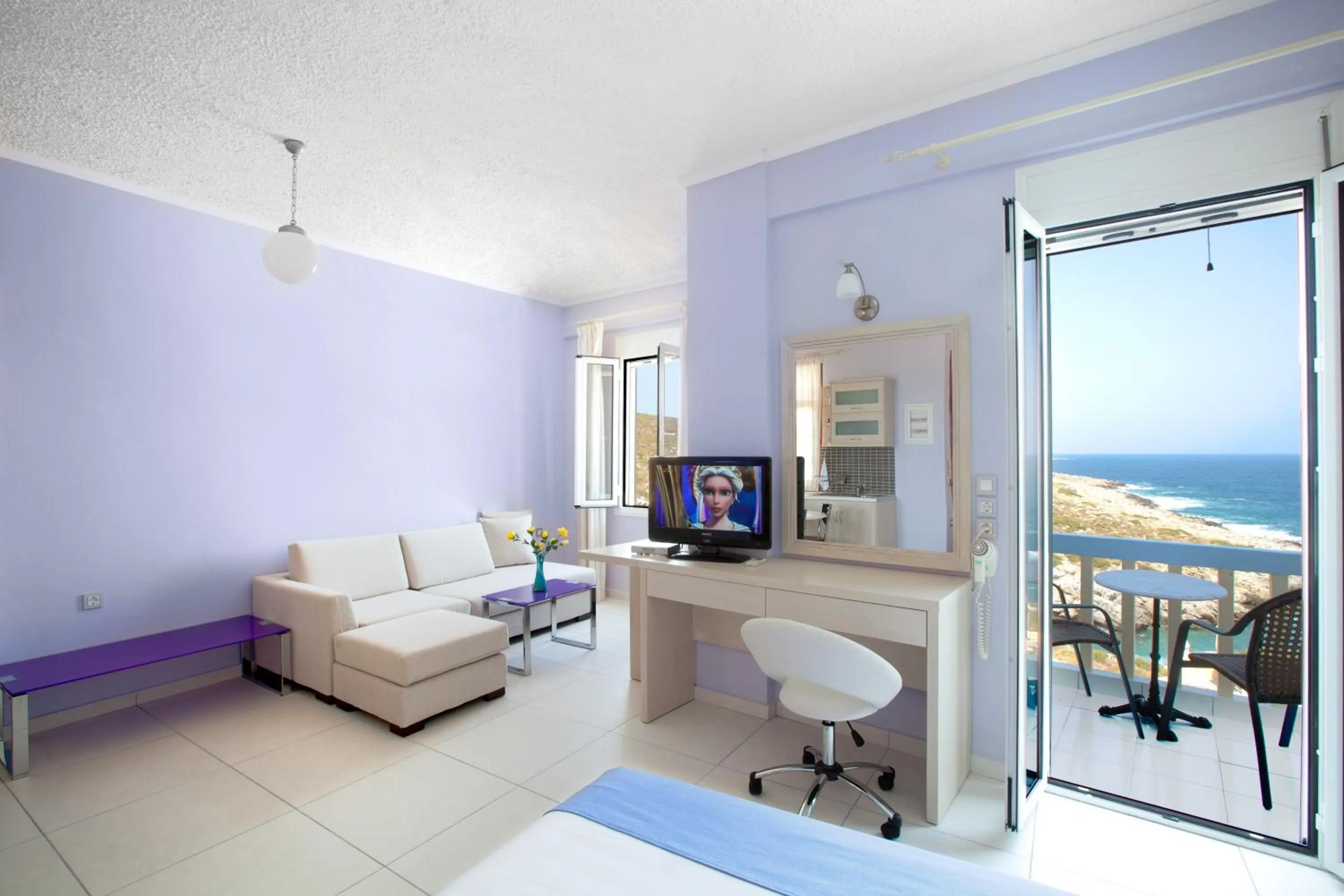 Seating area in Giorgi's Blue Apartments