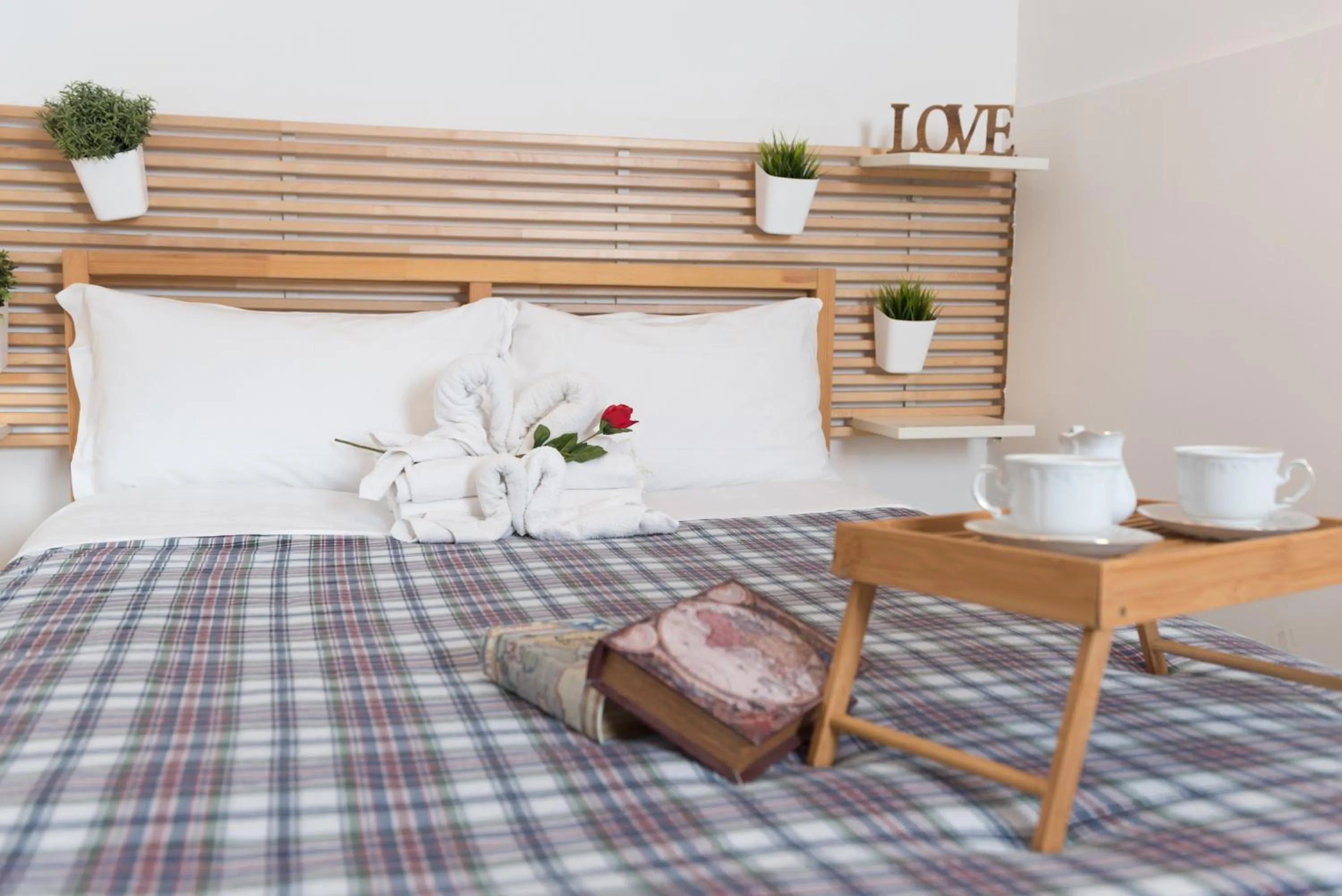 Bed in loft style taverna