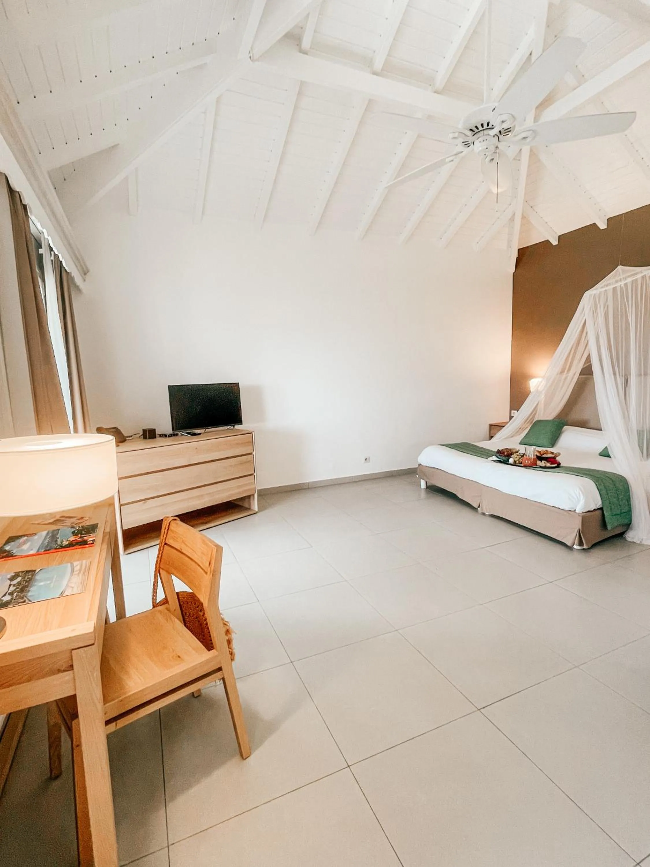 Communal lounge/ TV room, Bed in Hotel La Plantation