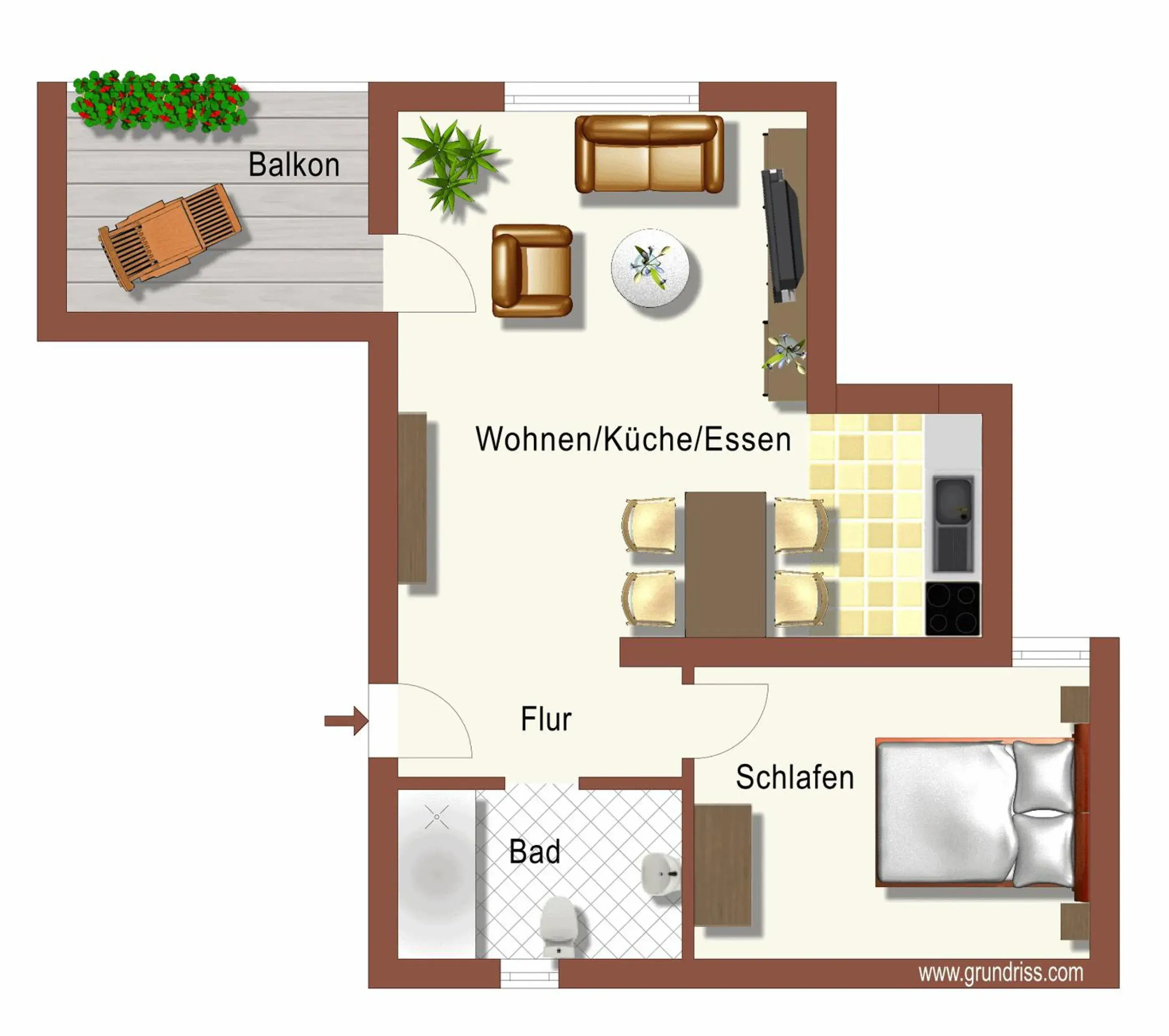 One-Bedroom Apartment with Terrace and Sea View BC5 in BC Better Choice Apartments with Central Heating One-Bedroom Apartment with Terrace and Sea View BC5 in BC Better Choice Apartments with Central Heating