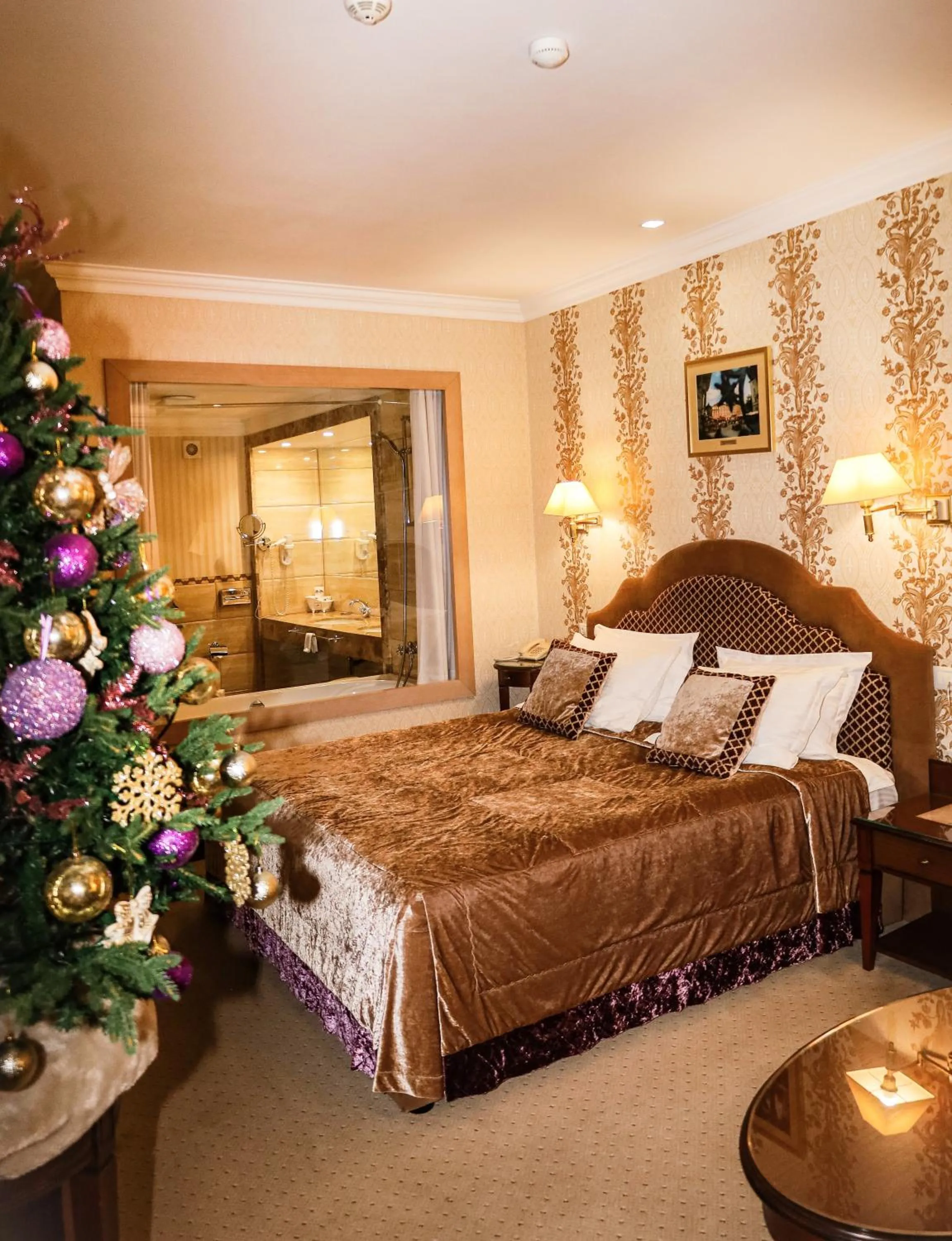 Decorative detail, Bed in Swiss Hotel