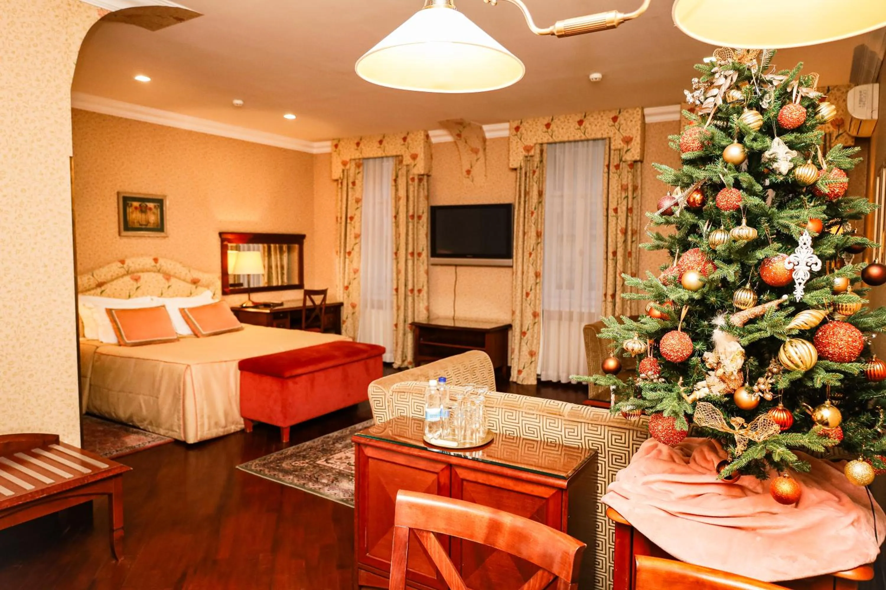 Decorative detail, Bed in Swiss Hotel