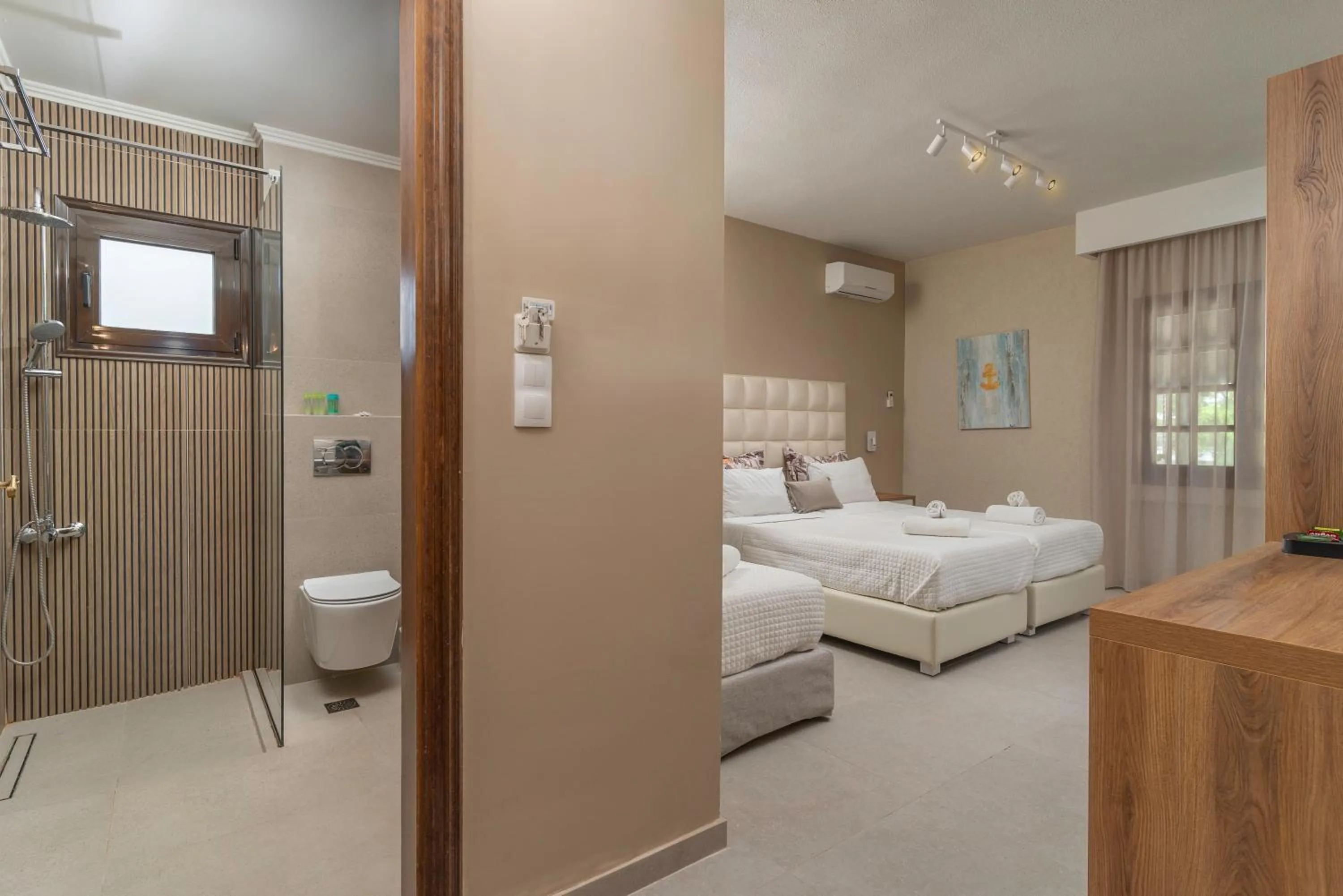 View (from property/room), Bed in Georgalas Sun Beach Resort