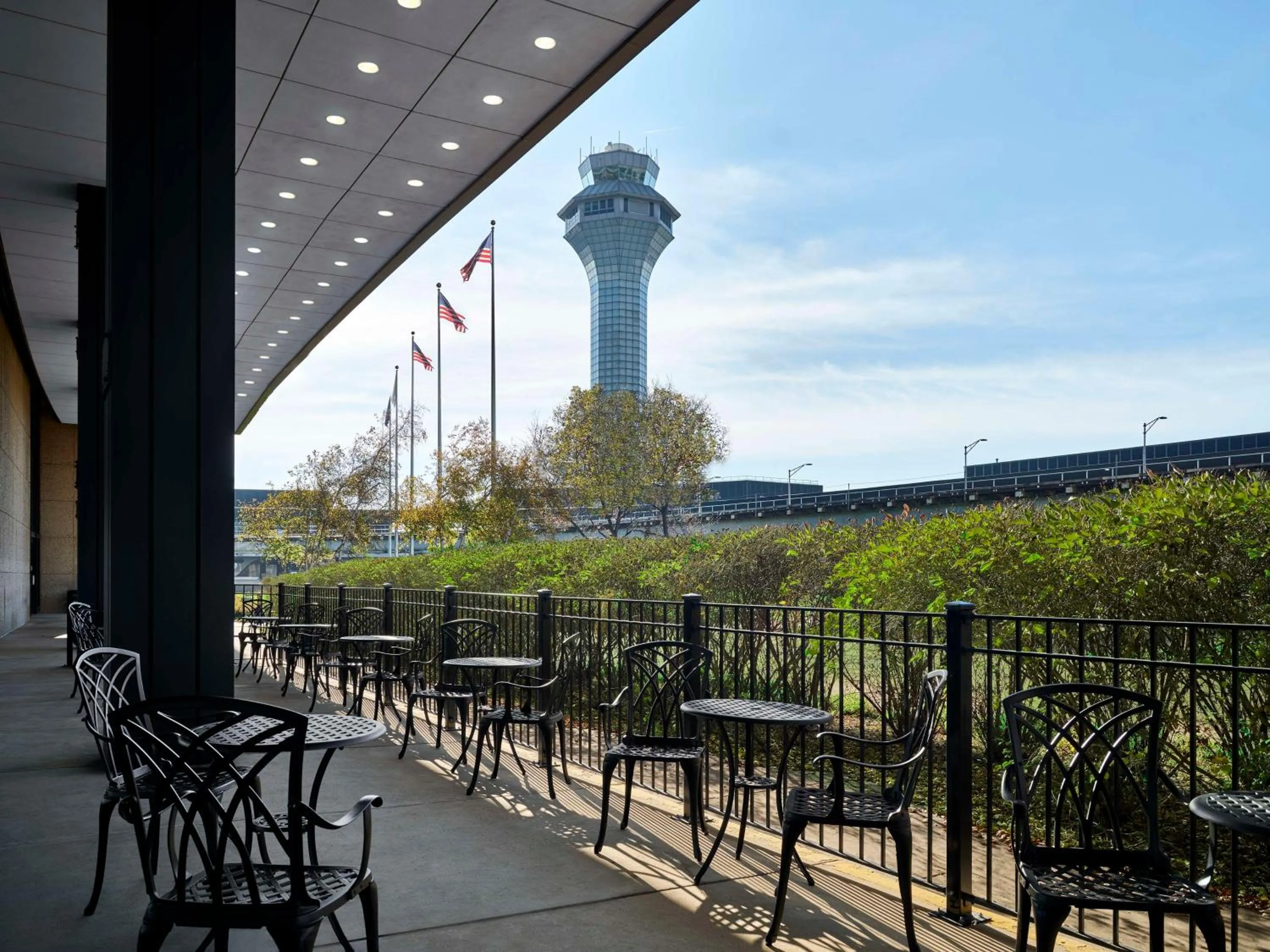 Patio in Hilton Chicago O'Hare Airport