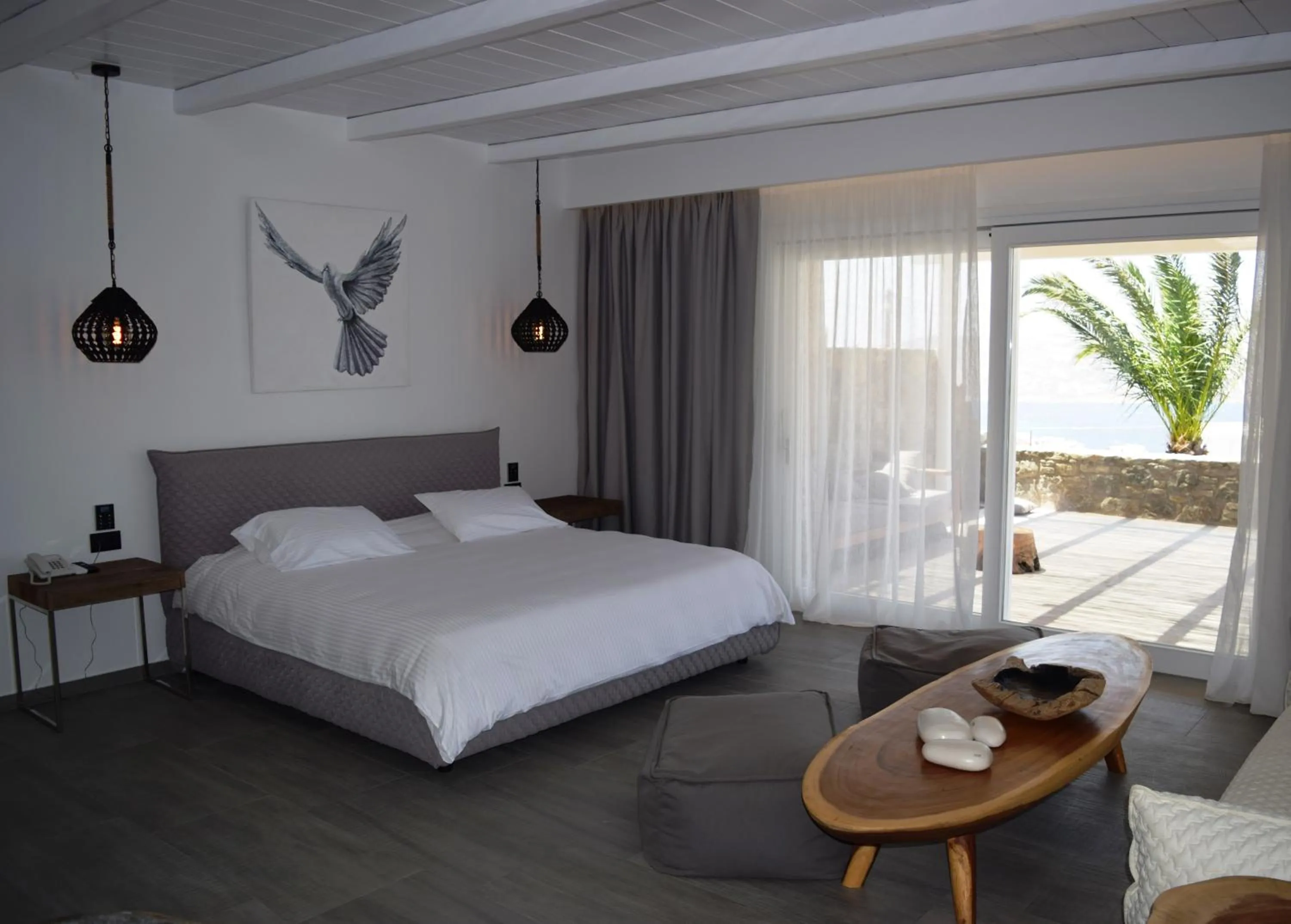 Bed in Hermes Mykonos Hotel