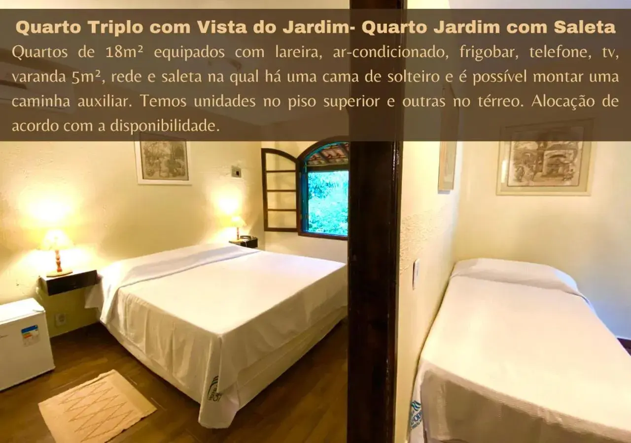 Triple Room with Garden View in Hotel da Cachoeira Triple Room with Garden View in Hotel da Cachoeira