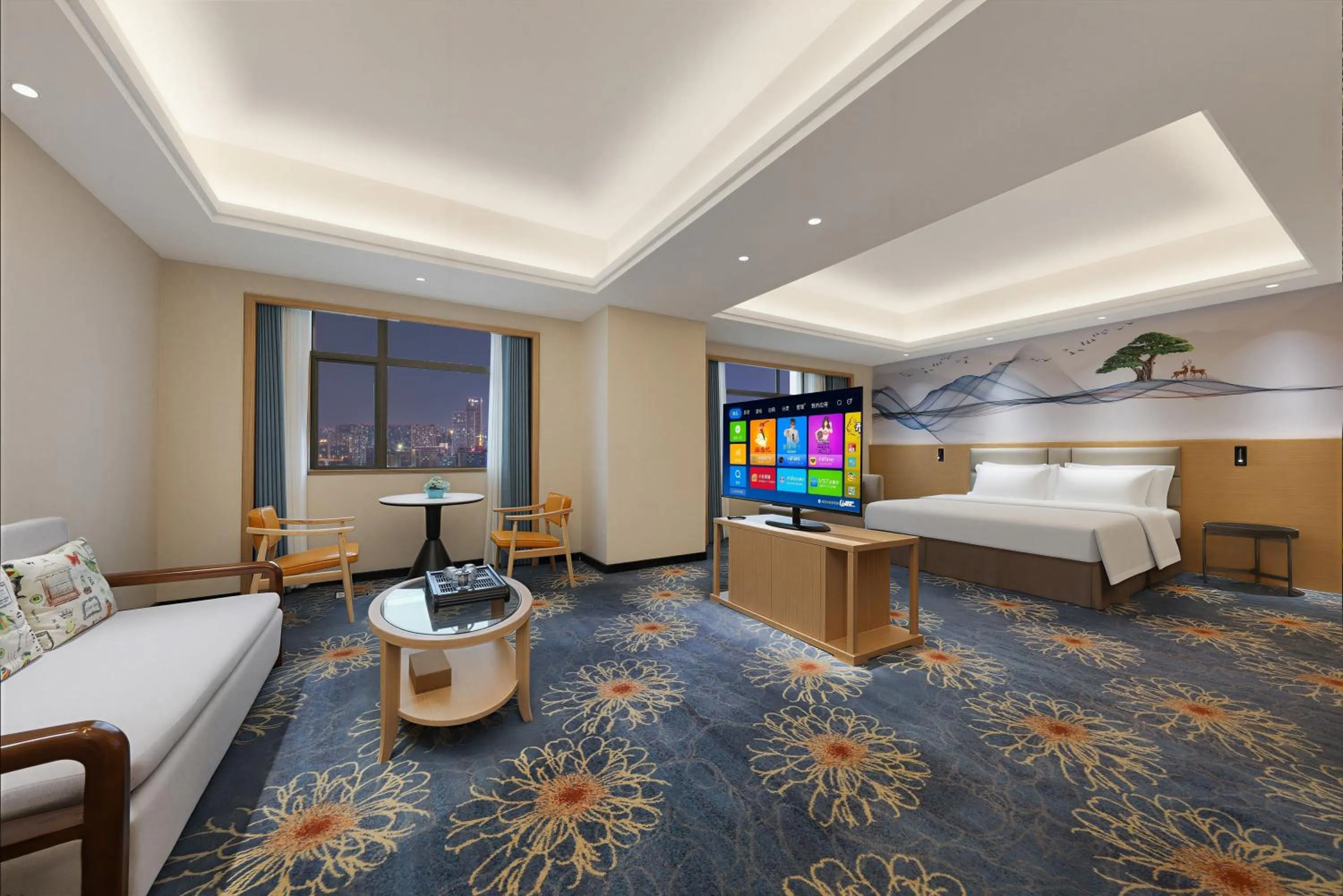 Living room, Bed in Zhengzhou Yuehai Hotel