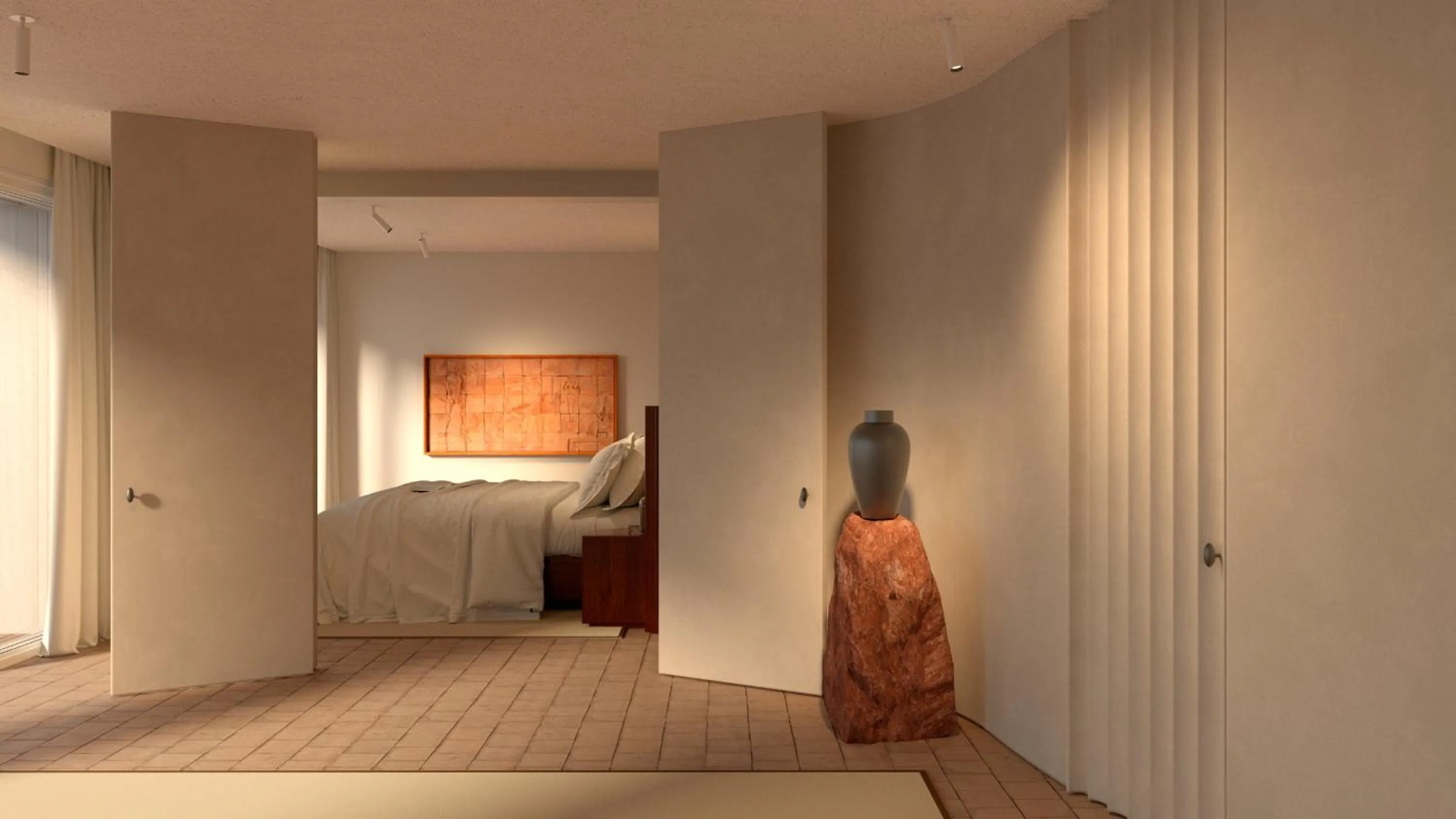 Bed in Les Roches Rouges, a Beaumier hotel