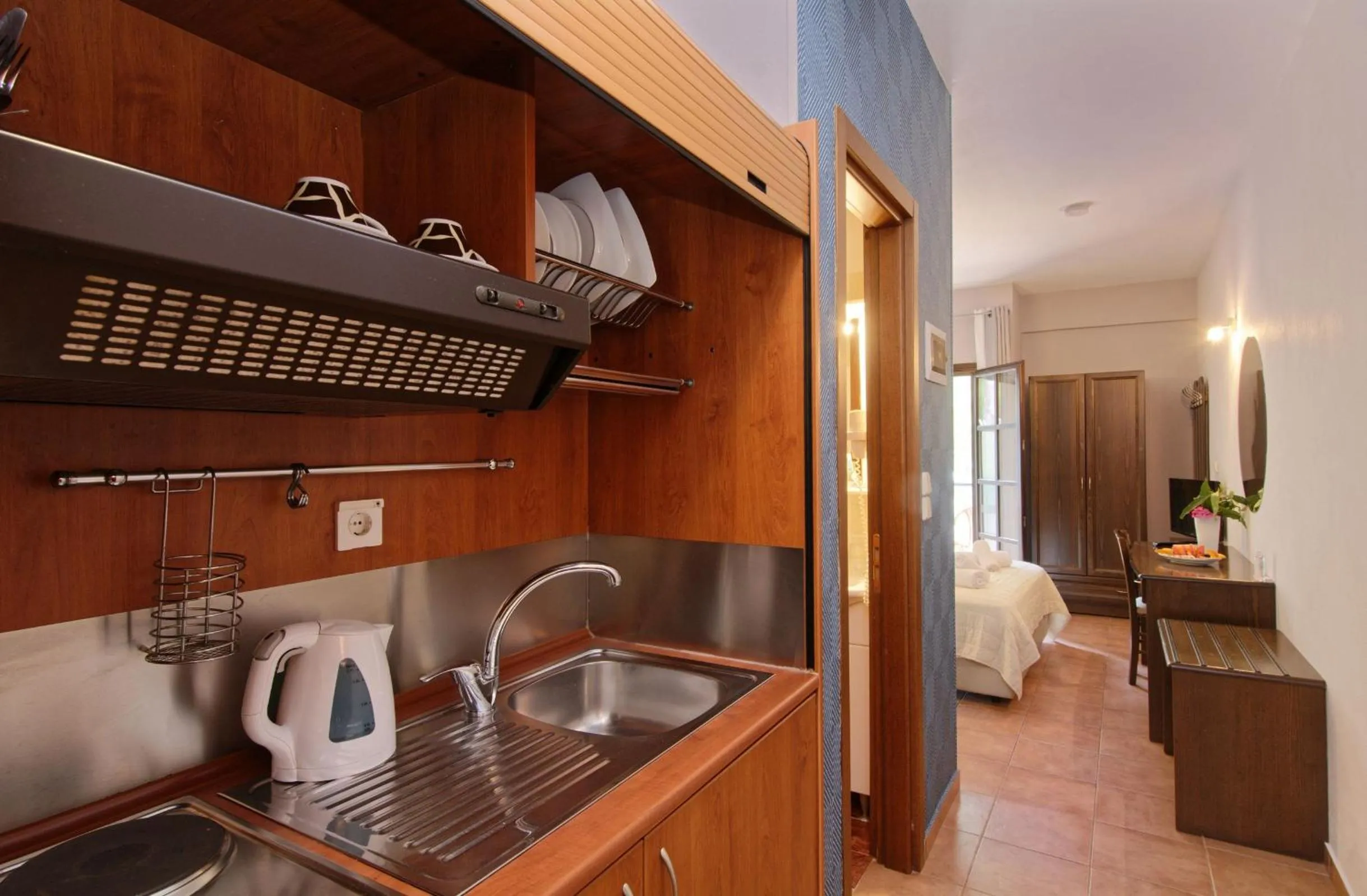 Kitchen or kitchenette in Enalion Hotel