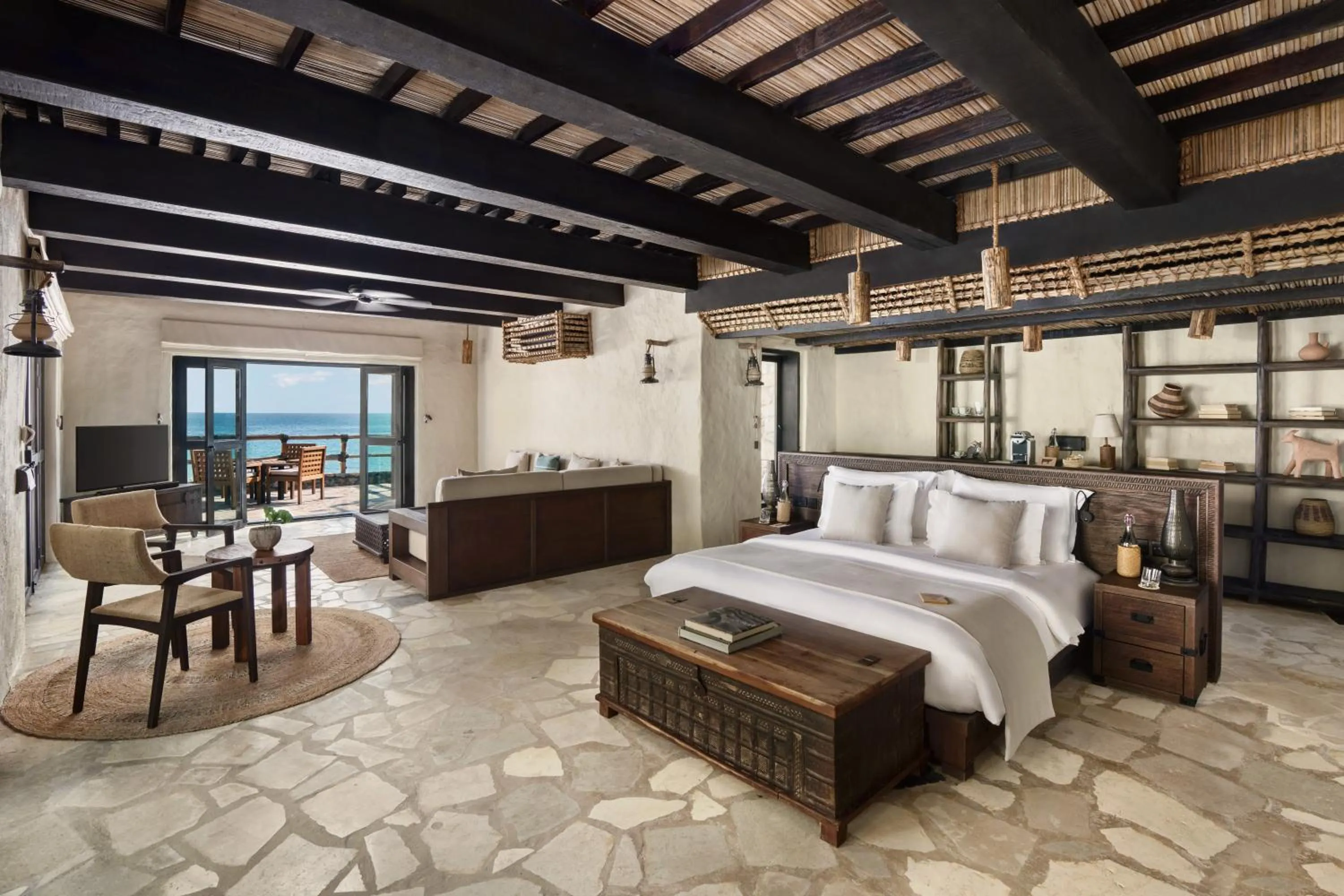 Bed in Six Senses Zighy Bay