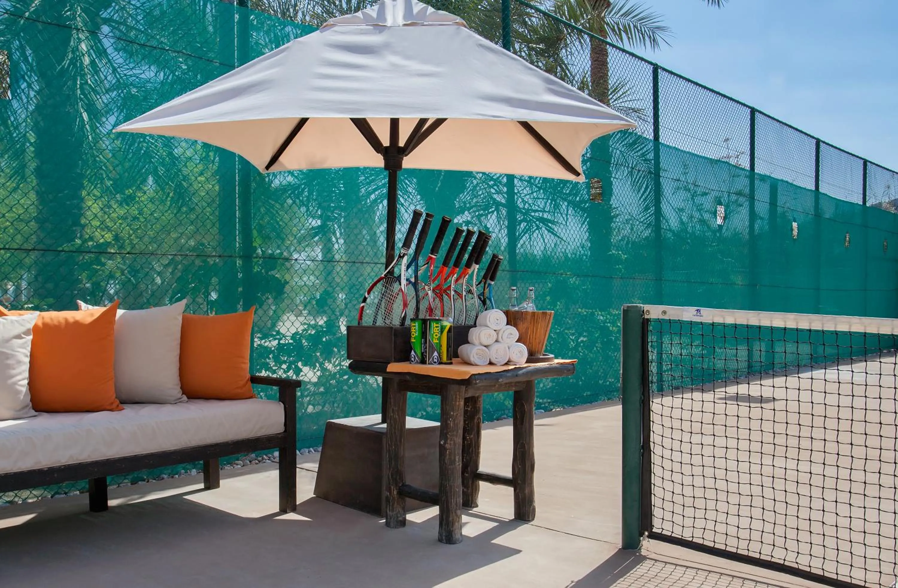 Tennis court in Six Senses Zighy Bay