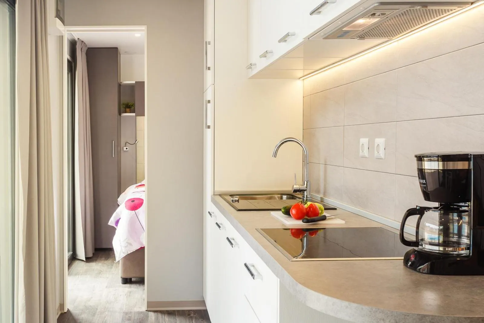 Kitchen or kitchenette, Bed in Mobile Homes Camping Santa Marina, Lanterna