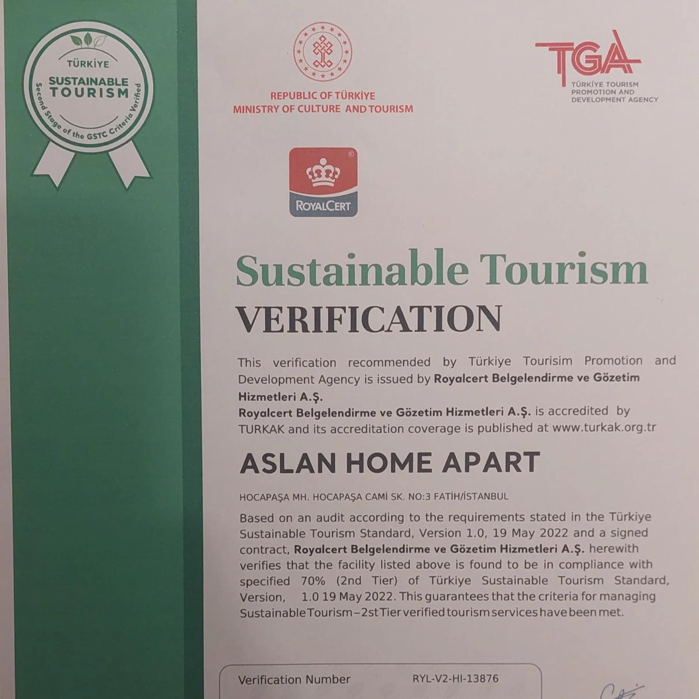 Certificate/Award in Aslan Home Apart