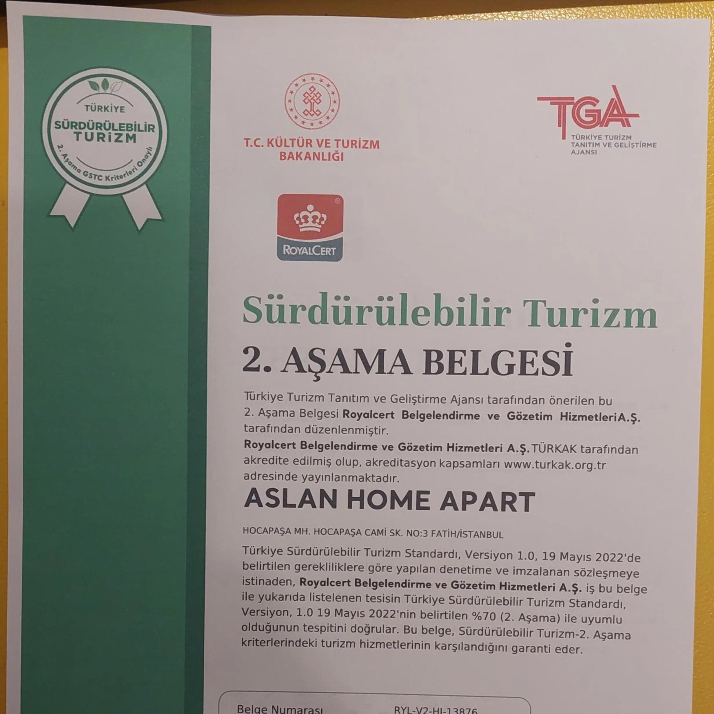 Certificate/Award in Aslan Home Apart