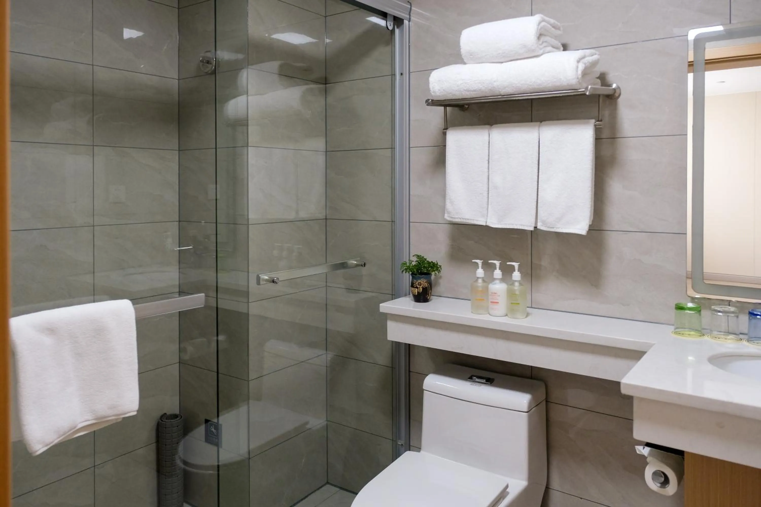 Toilet in Shanghai JOYFUL YARD Hotel-Free shuttle bus to Pudong Airport and Disneyland