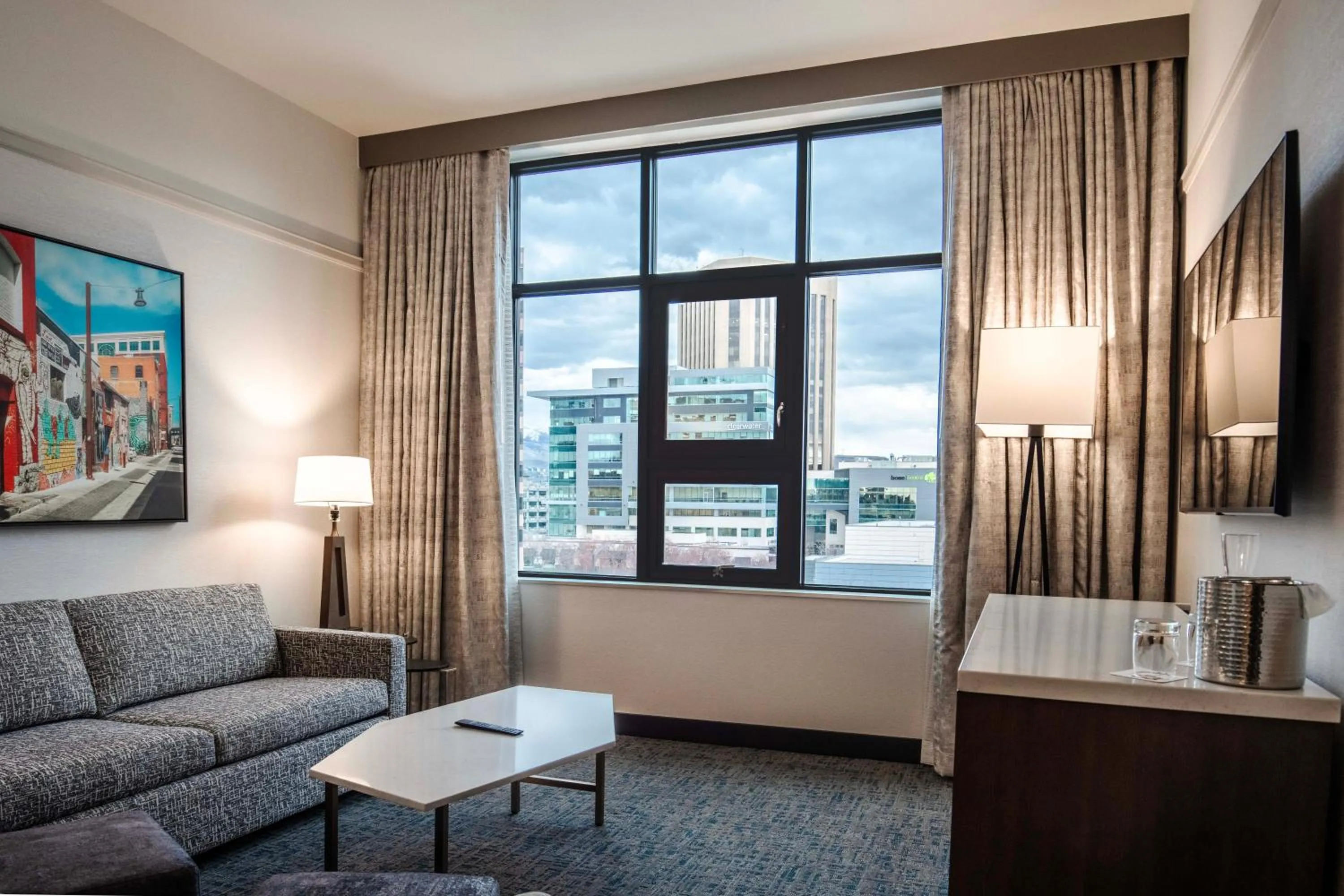 Seating area in Hotel 43 Boise