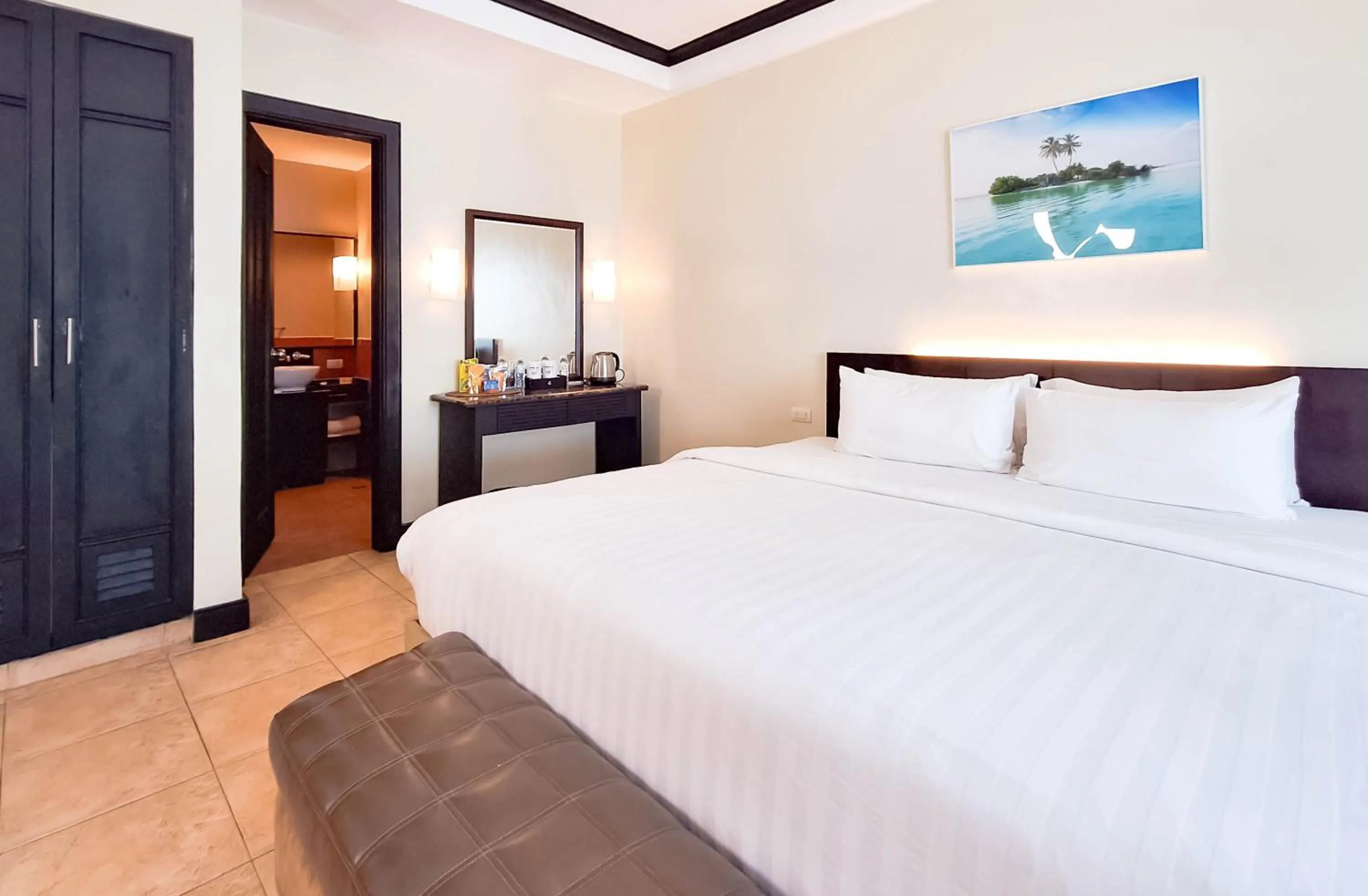 Bed in Boracay Ocean Club Beach Resort